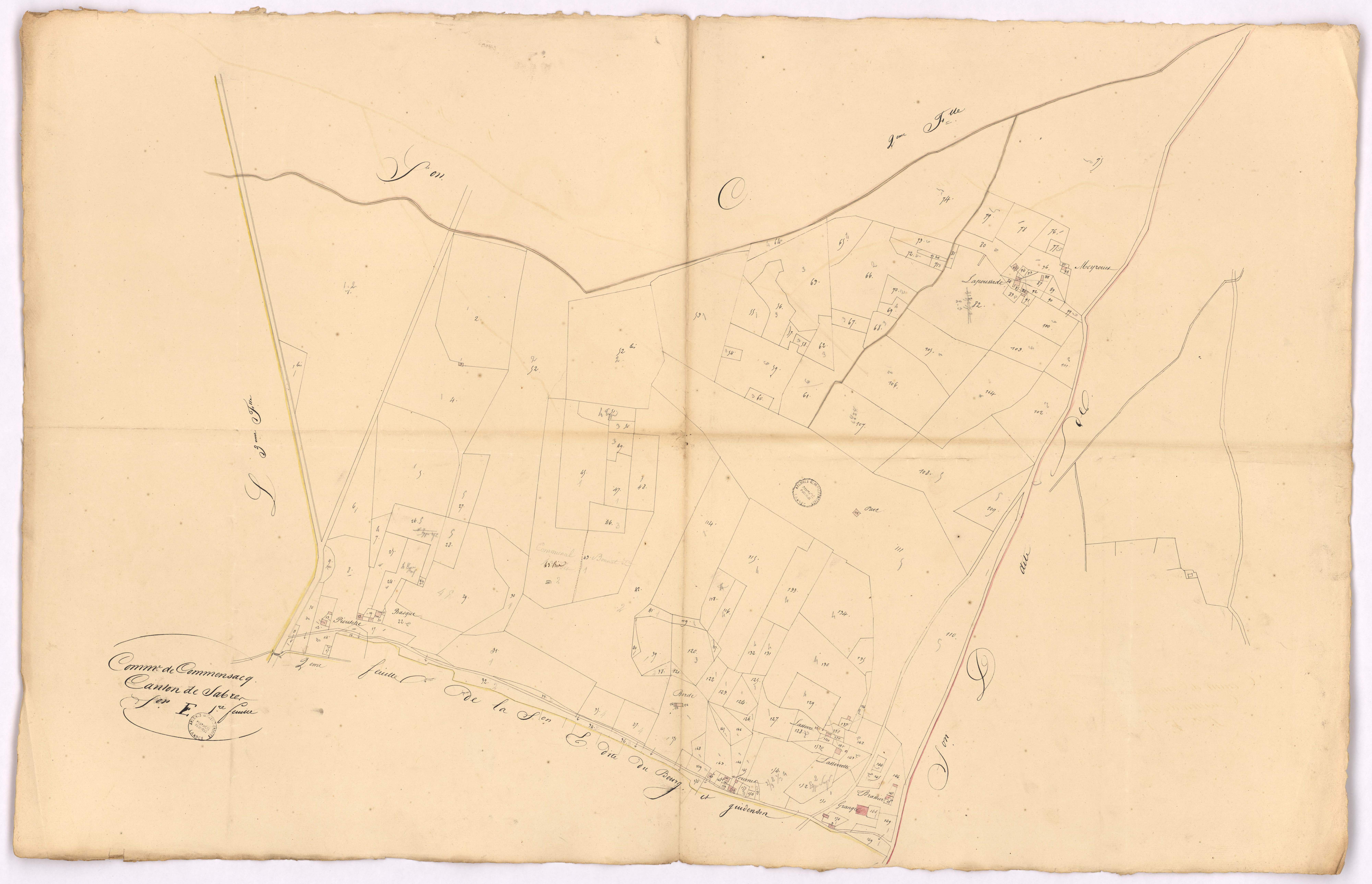 Commensacq - Section E, [dite du Bourg et de Guidenson], 1re feuille