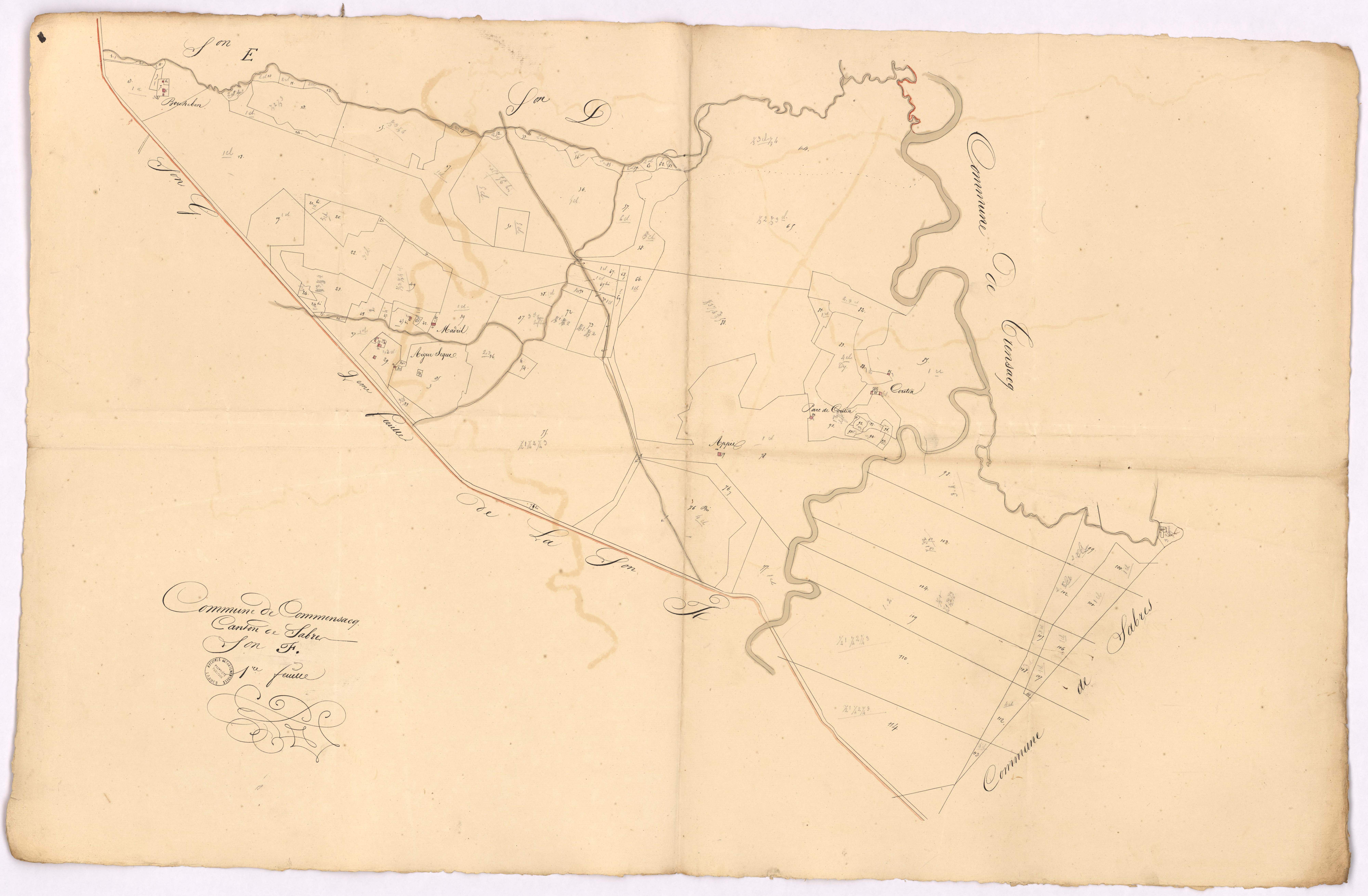Commensacq - Section F, [dite de Madril et Baquesserre], 1re feuille