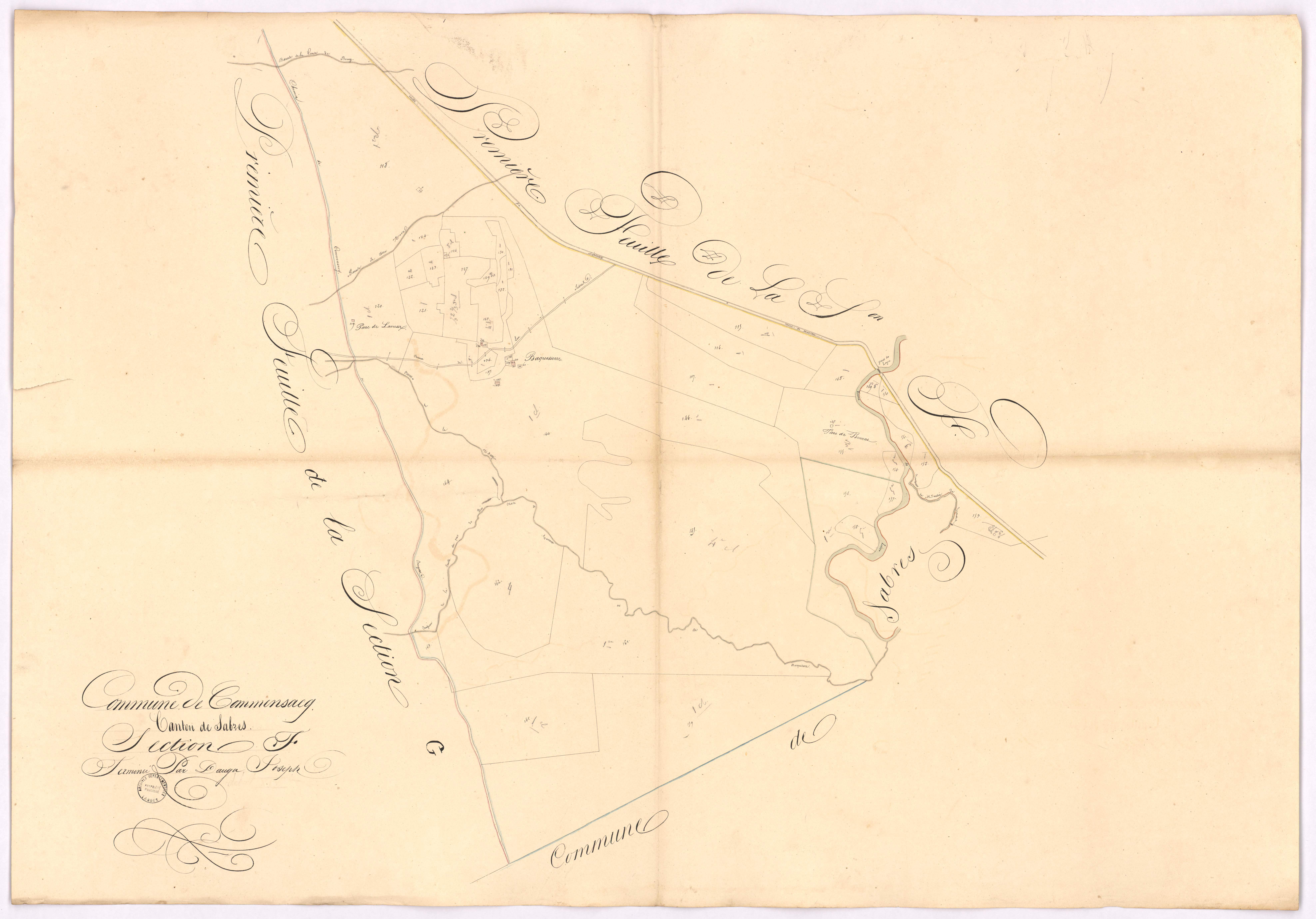 Commensacq - Section F, [dite de Madril et Baquesserre], 2e feuille, par Dauga Joseph géomètre