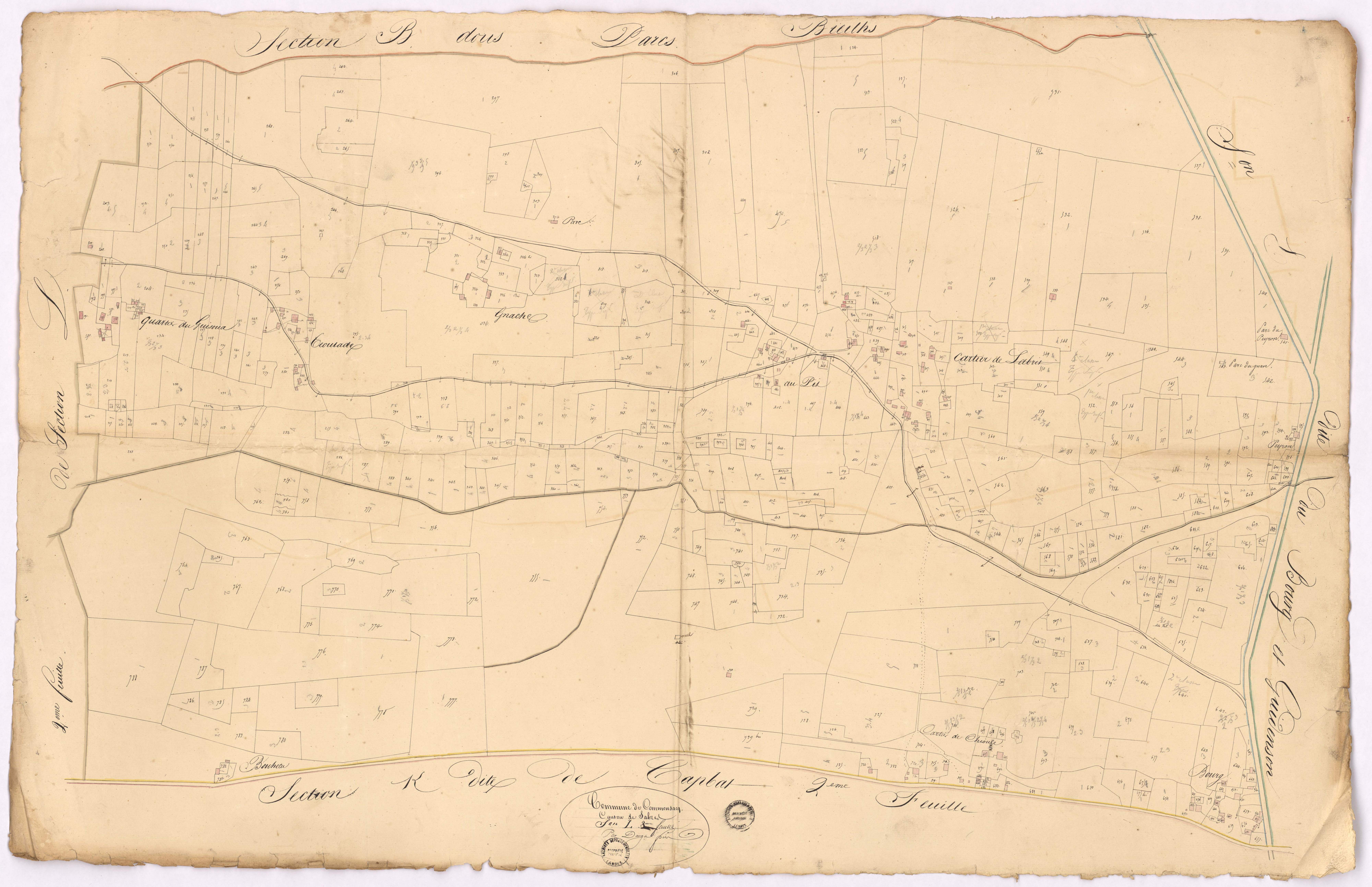 Commensacq - Section L, [dite de Labrit et du Guisoua], 2e feuille, par Dauga géomètre