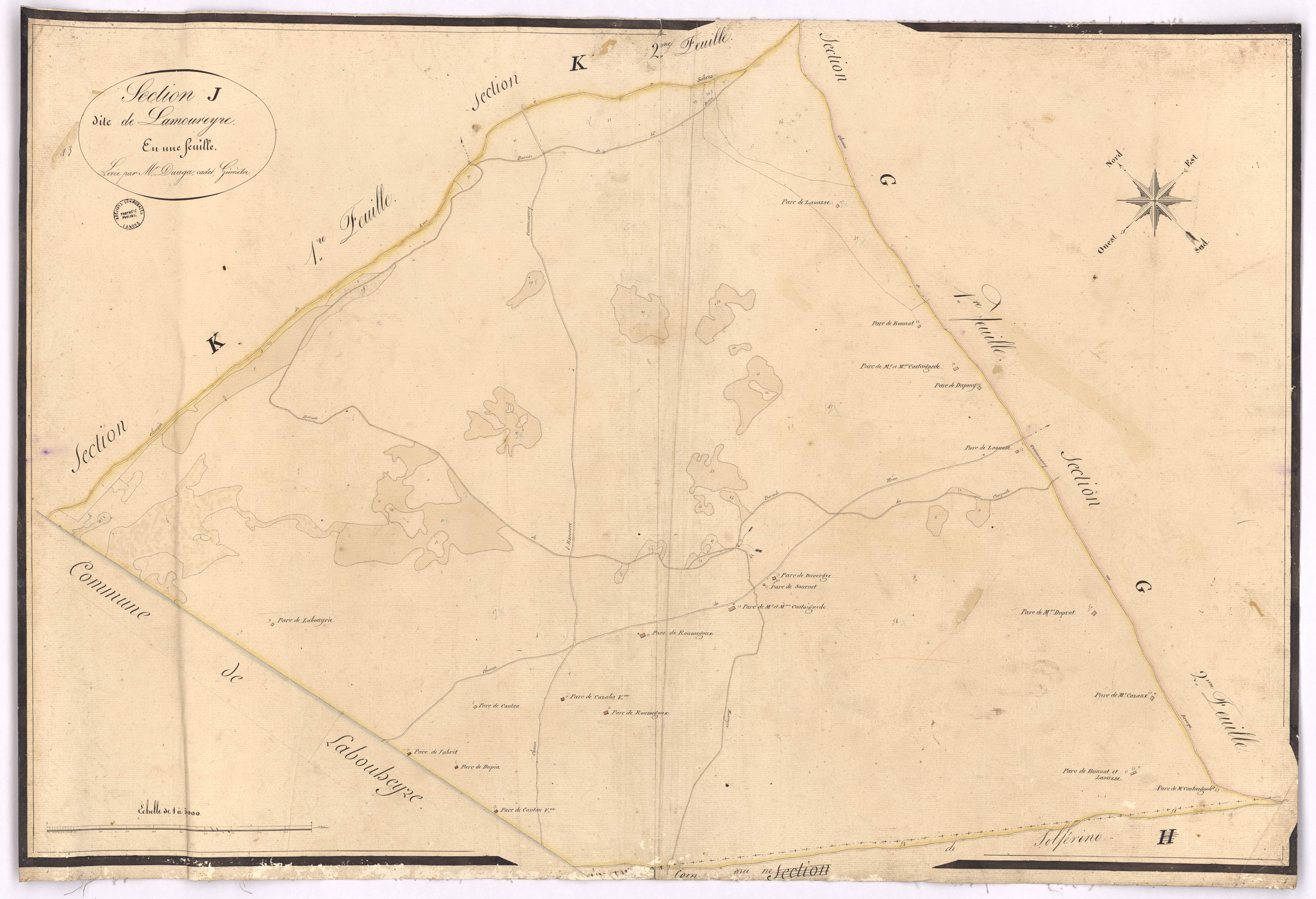 Commensacq - Section J, dite de Lamoureyre, par Dauga géomètre