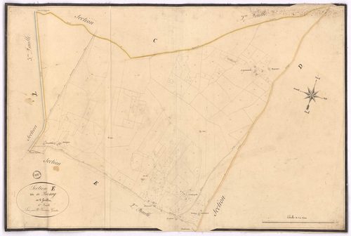 Commensacq - Section E, dite du Bourg [et de Guidenson], 1re feuille, par Lacomère géomètre