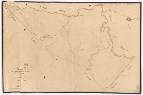 Commensacq - Section F, dite d'Aïgue séque et de Madril, 1re feuille, par Dauga aîné géomètre