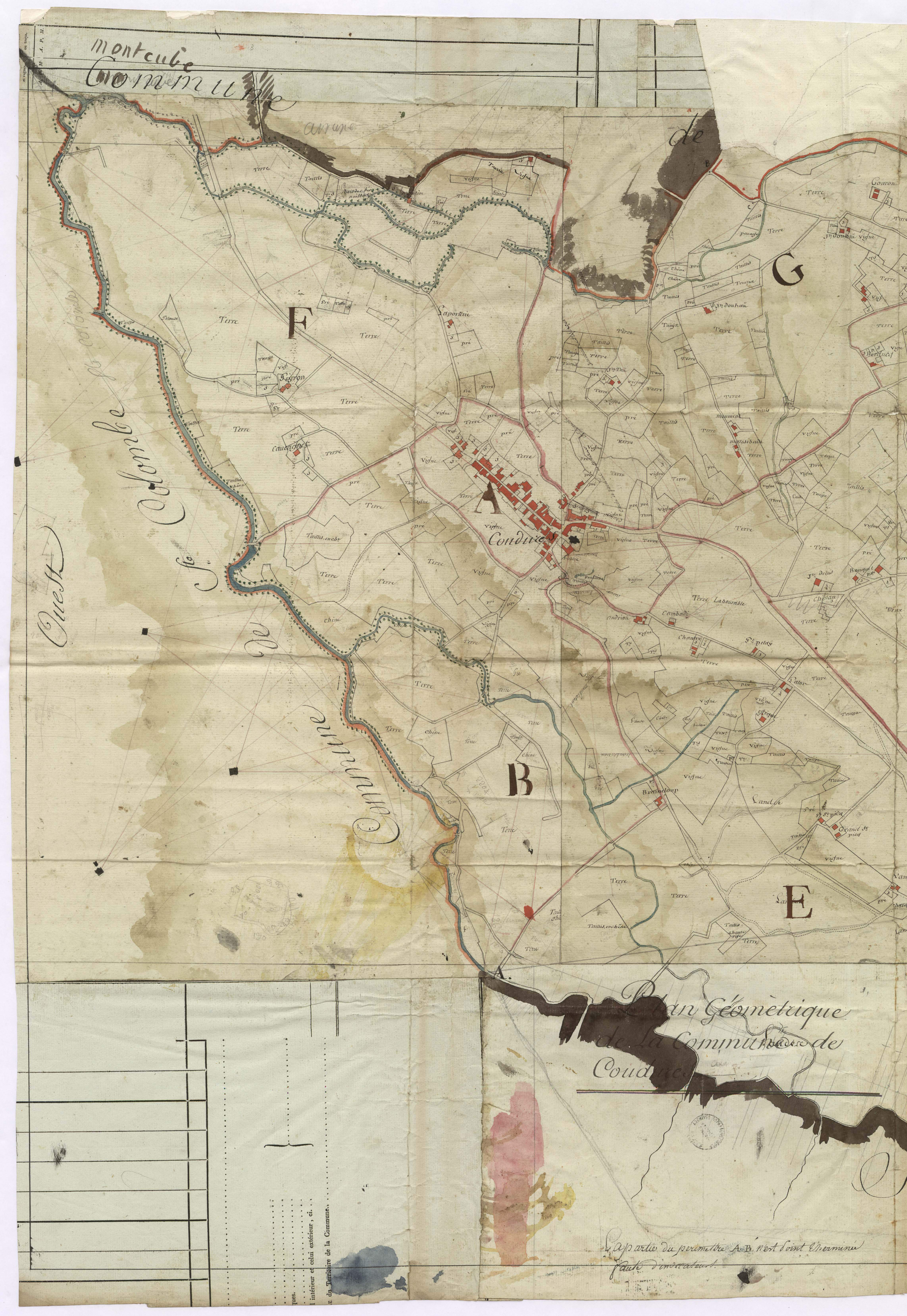 Coudures - Plan géométrique de la commune de Coudures