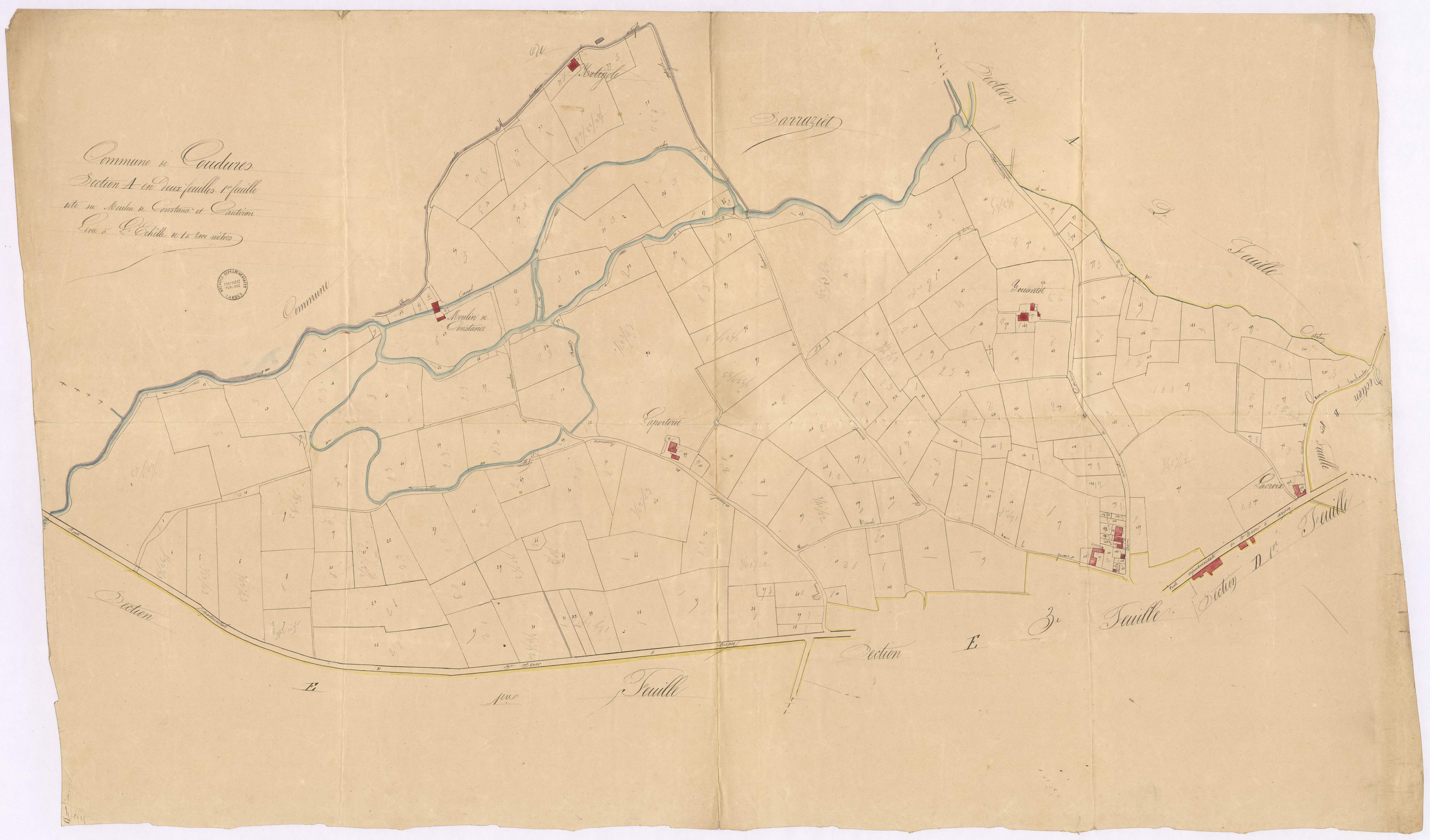 Coudures - Section A, dite du Moulin de Constance et Cantiran, 1re feuille