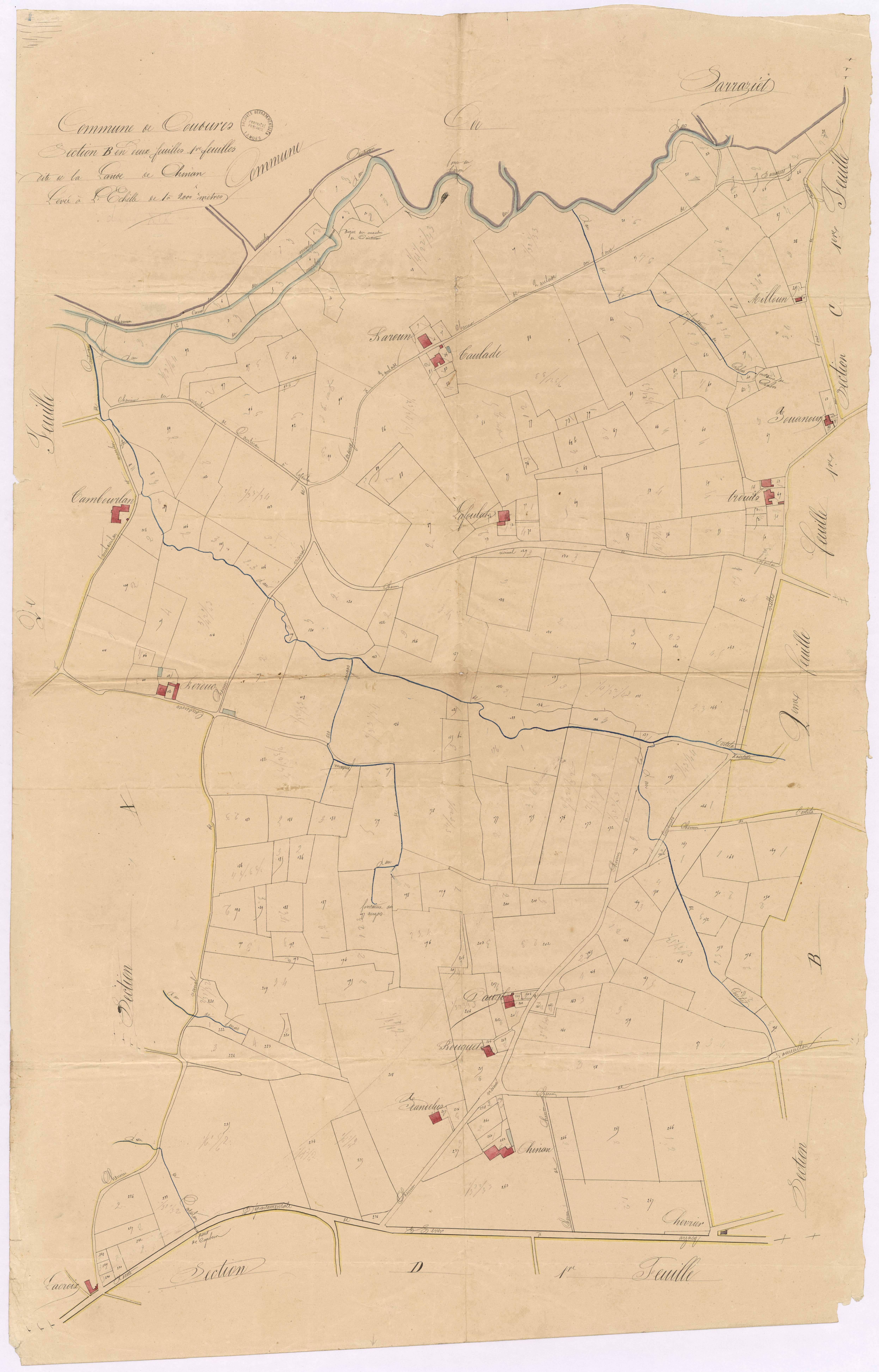 Coudures - Section B, dite de la Lande de Chinan, 1re feuille