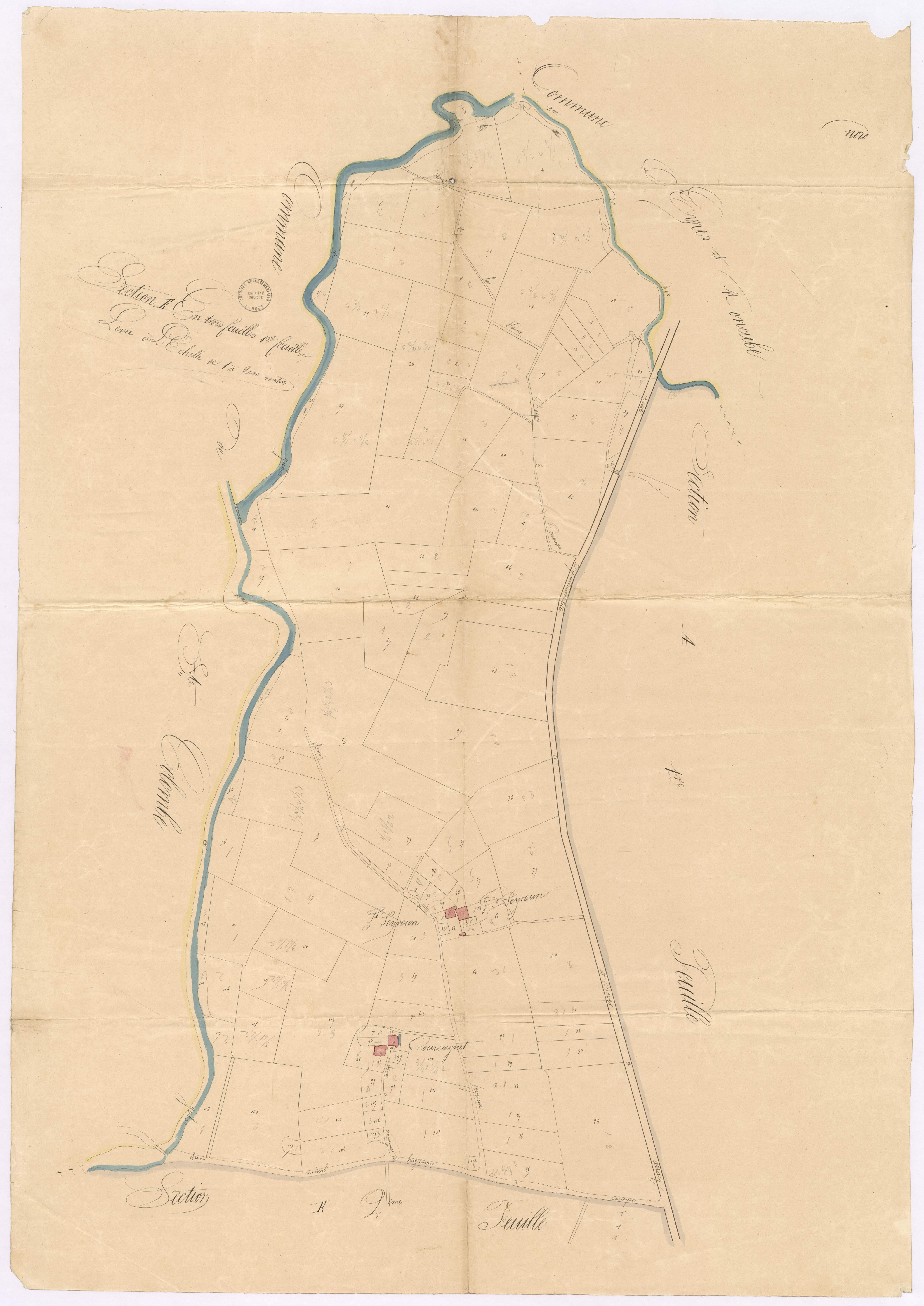 Coudures - Section E, 1re feuille