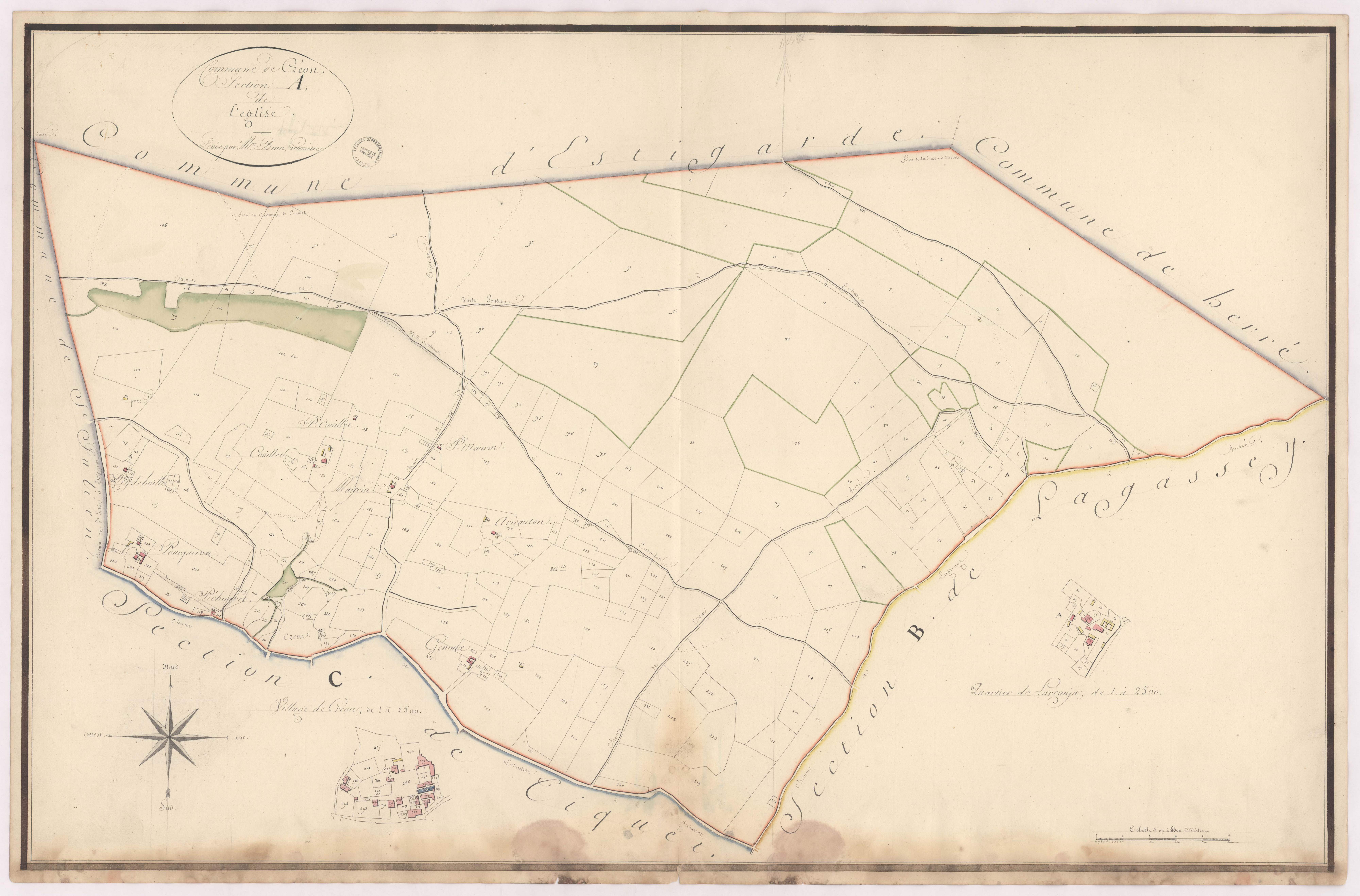 Créon-d'Armagnac - Section A, dite de l'Eglise, par Brun géomètre