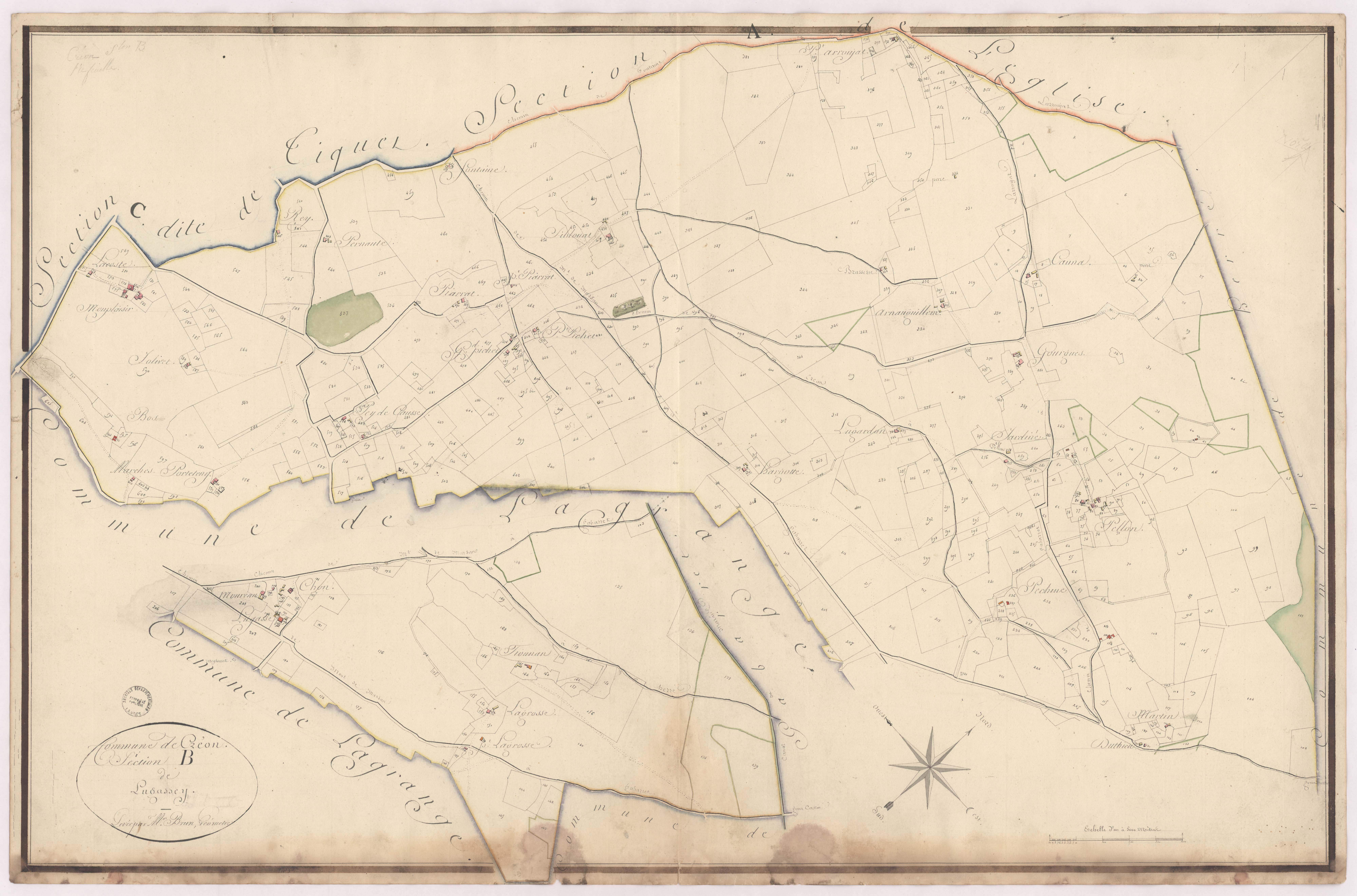 Créon-d'Armagnac - Section B, dite de Lugassey, par Brun géomètre