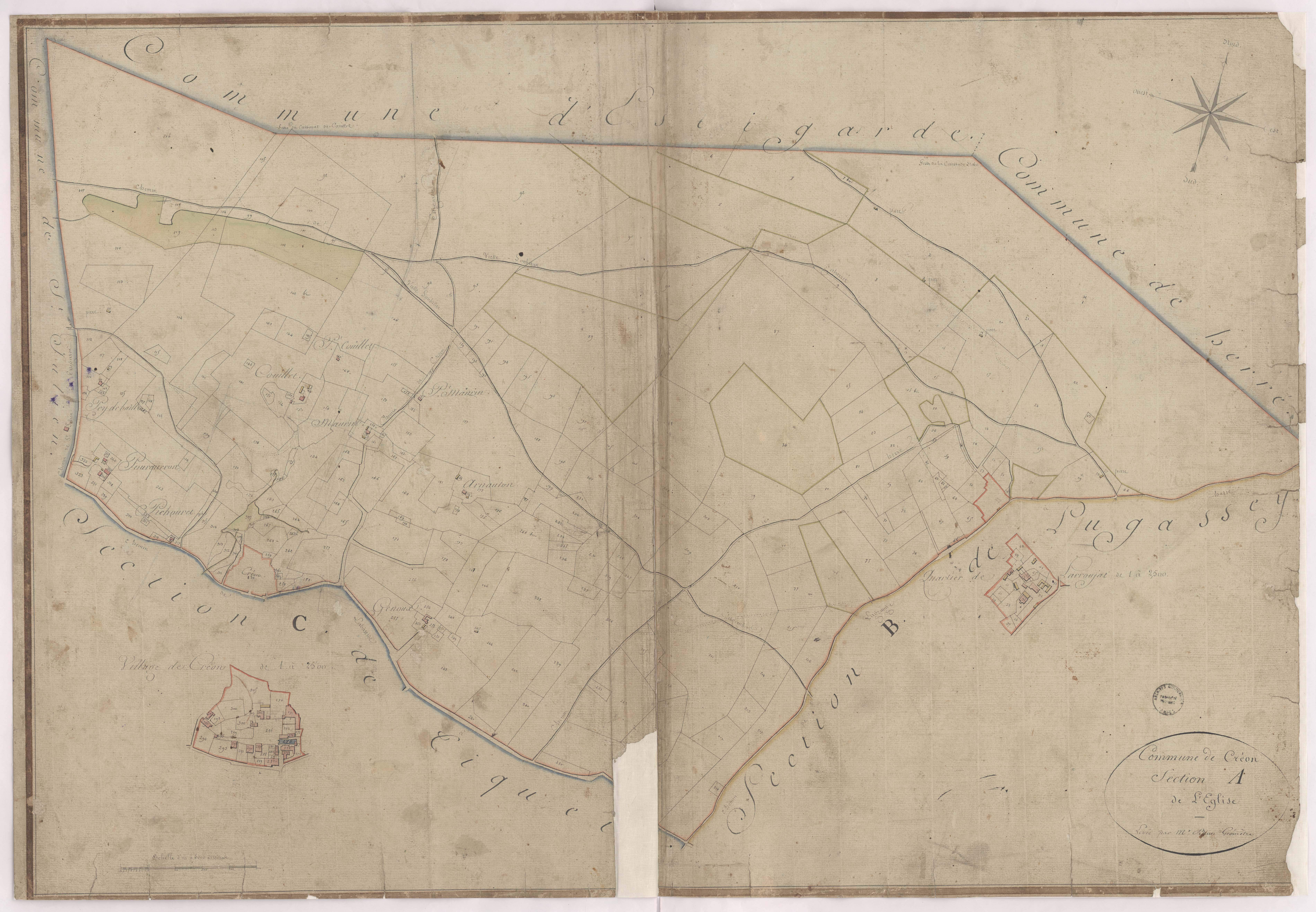 Créon-d'Armagnac - Section A, dite de l'Eglise, par Brun géomètre
