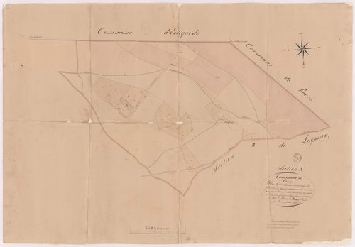 Créon-d'Armagnac - Plan géométrique de la section A, indiquant les parcelles de landes communales..., par Lapouyalère géomètre