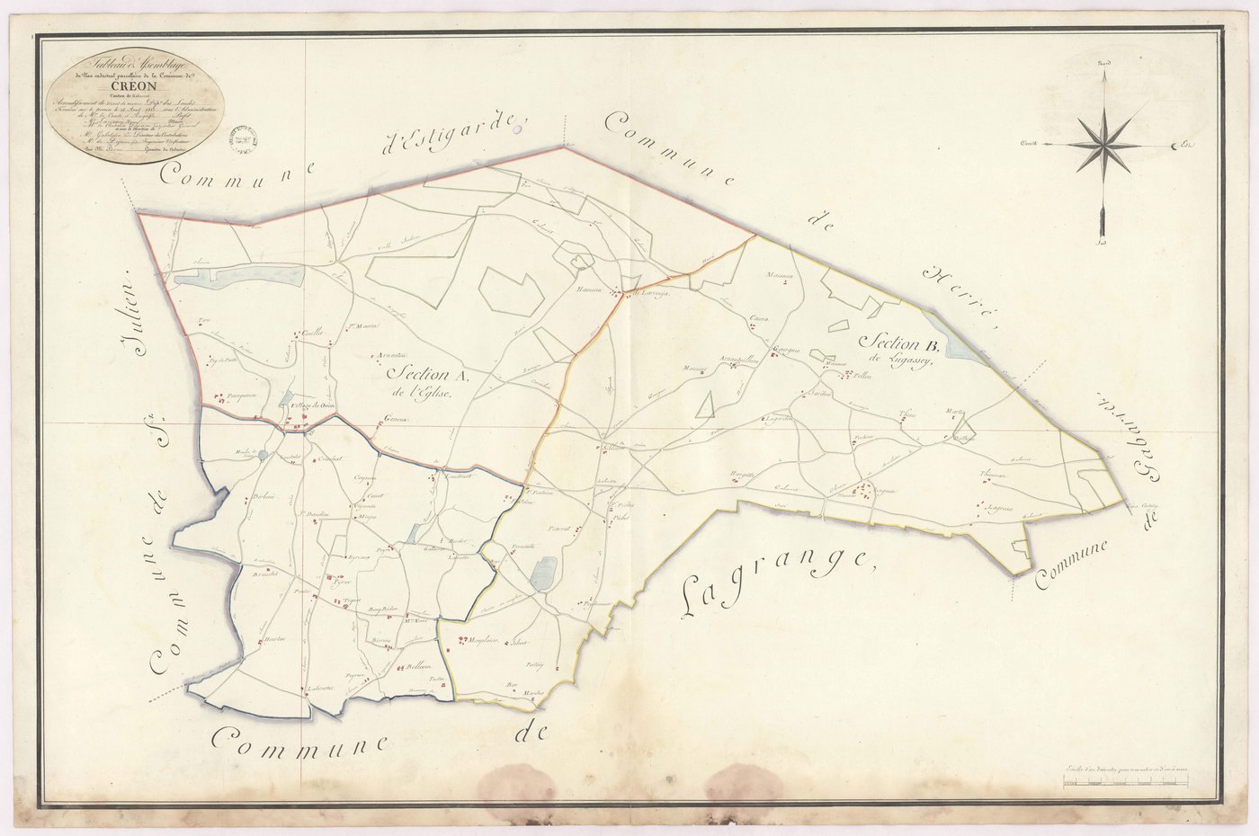 Créon-d'Armagnac - Tableau d'assemblage [...] de la commune de Créon, par Brun géomètre