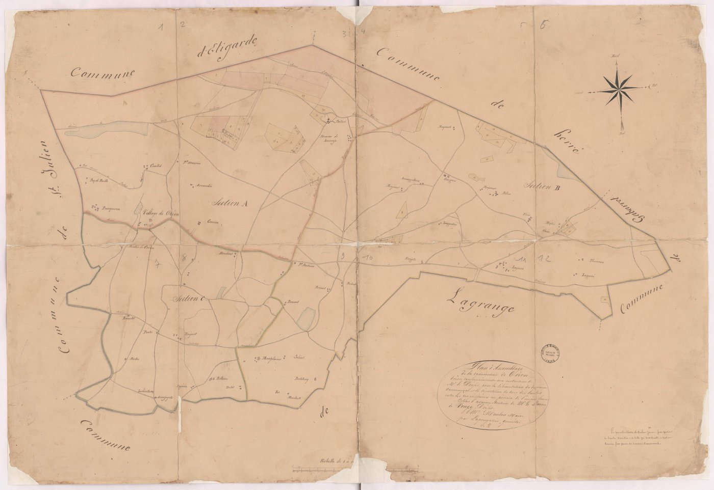 Créon-d'Armagnac - Plan d'assemblage de la commune de Créon, par Lapouyalère géomètre