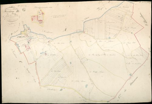 Ambloy - 3 P 2/1/3 - - Ambloy : plans du cadastre napoléonien. Section B1 dite du bourg