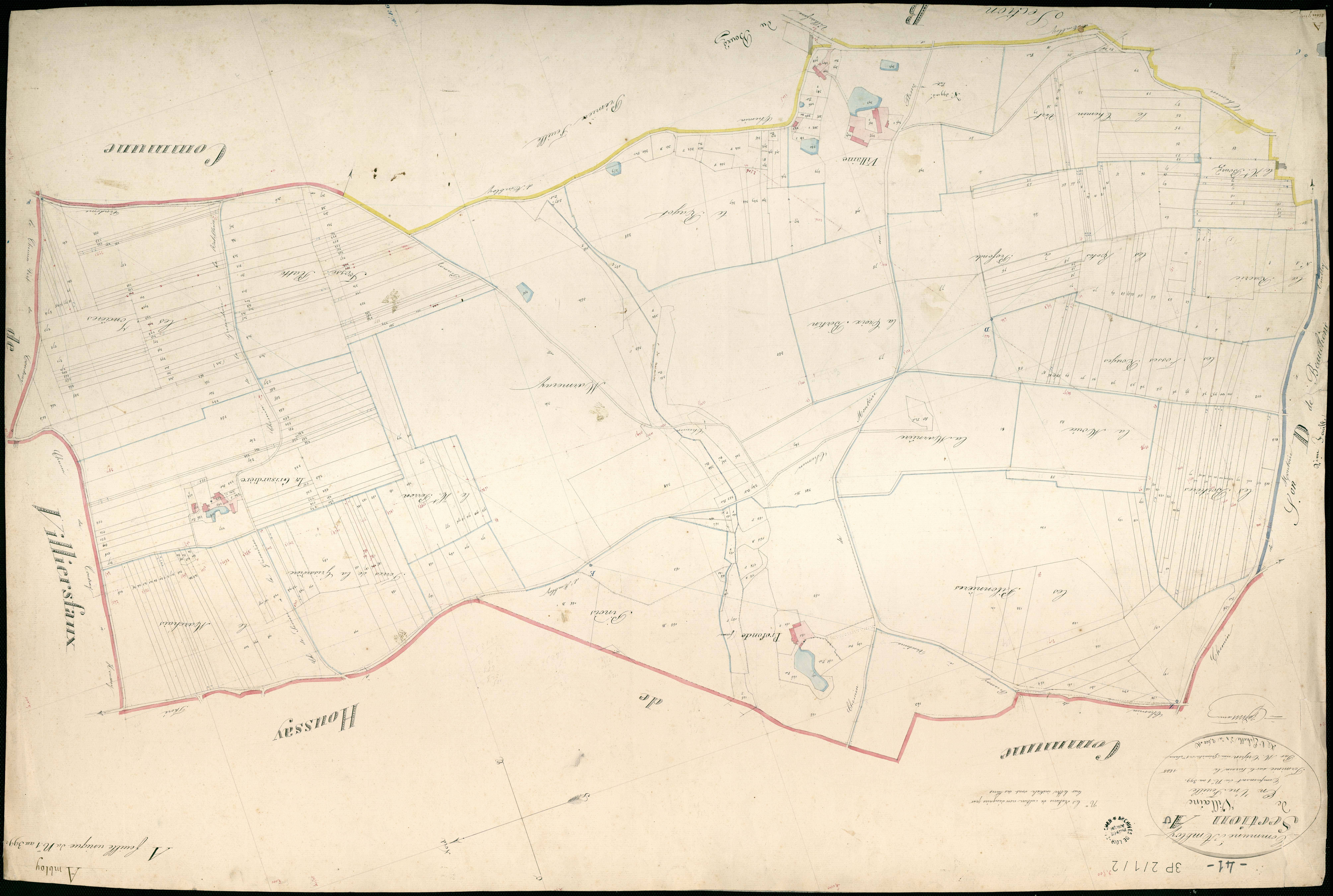 Ambloy - 3 P 2/1/2 - - Ambloy : plans du cadastre napoléonien. Section A dite de villaine