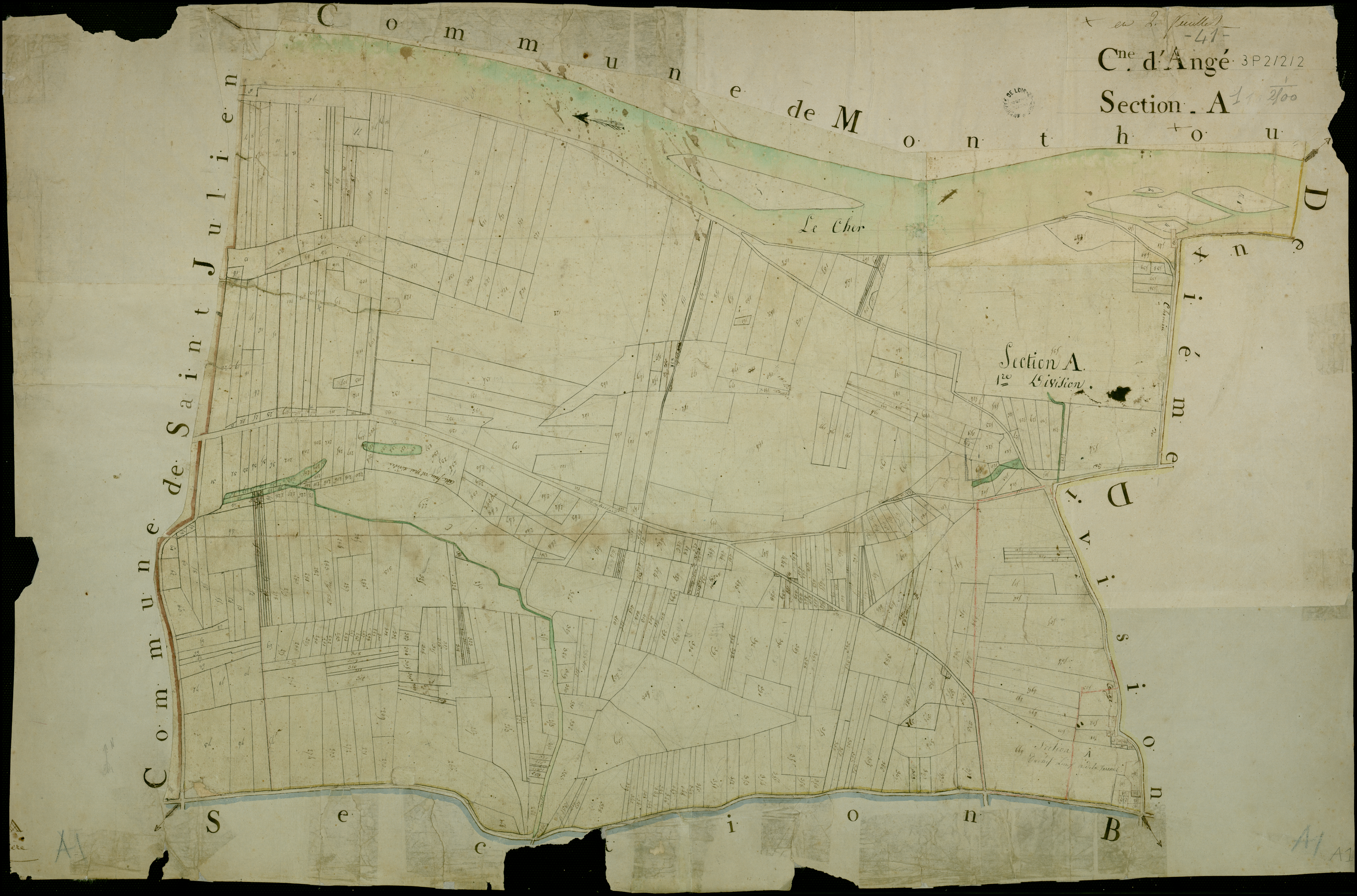 Angé - 3 P 2/2/2 - - Angé : plans du cadastre napoléonien. Section A1
