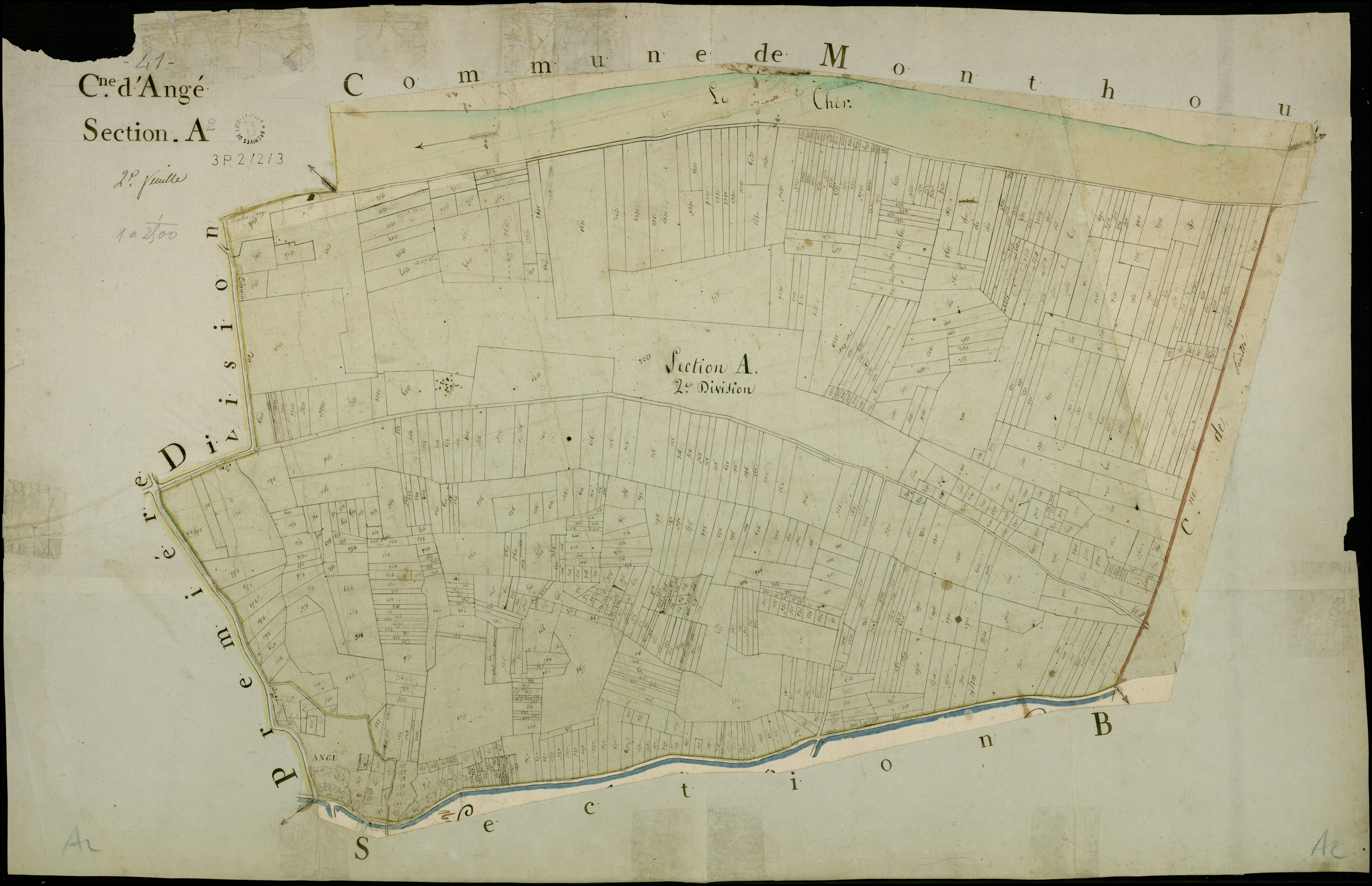 Angé - 3 P 2/2/3 - - Angé : plans du cadastre napoléonien. Section A2