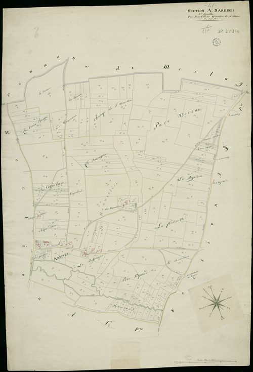 Areines - 3 P 2/3/4 - - Areines : plans du cadastre napoléonien. Section A2