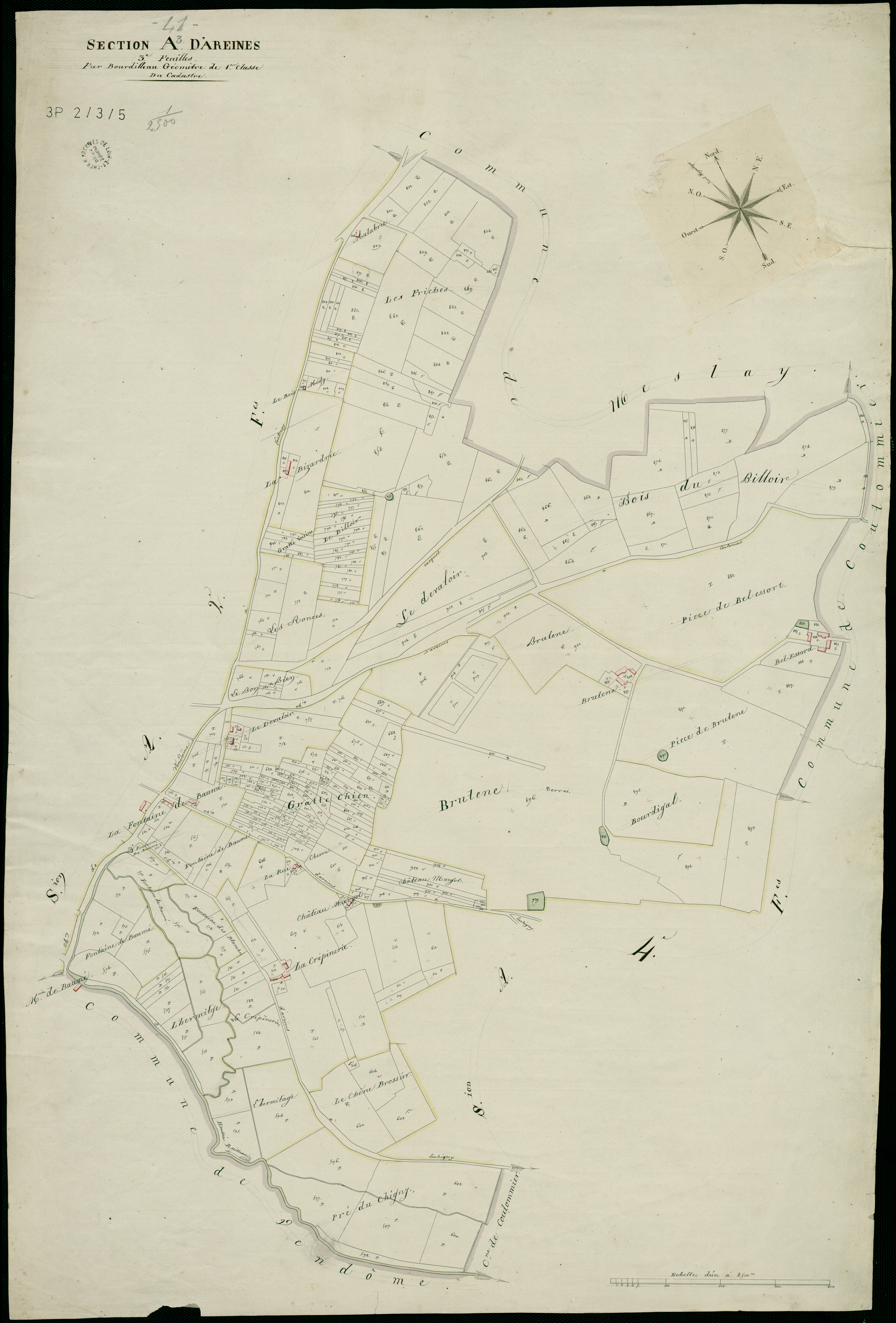 Areines - 3 P 2/3/5 - - Areines : plans du cadastre napoléonien. Section A3