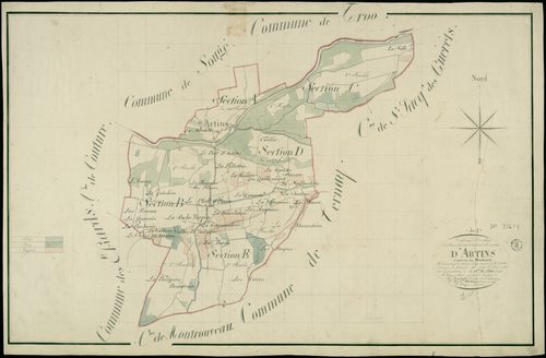 Artins - 3 P 2/4/1 - - Artins : plans du cadastre napoléonien. Tableau d'assemblage