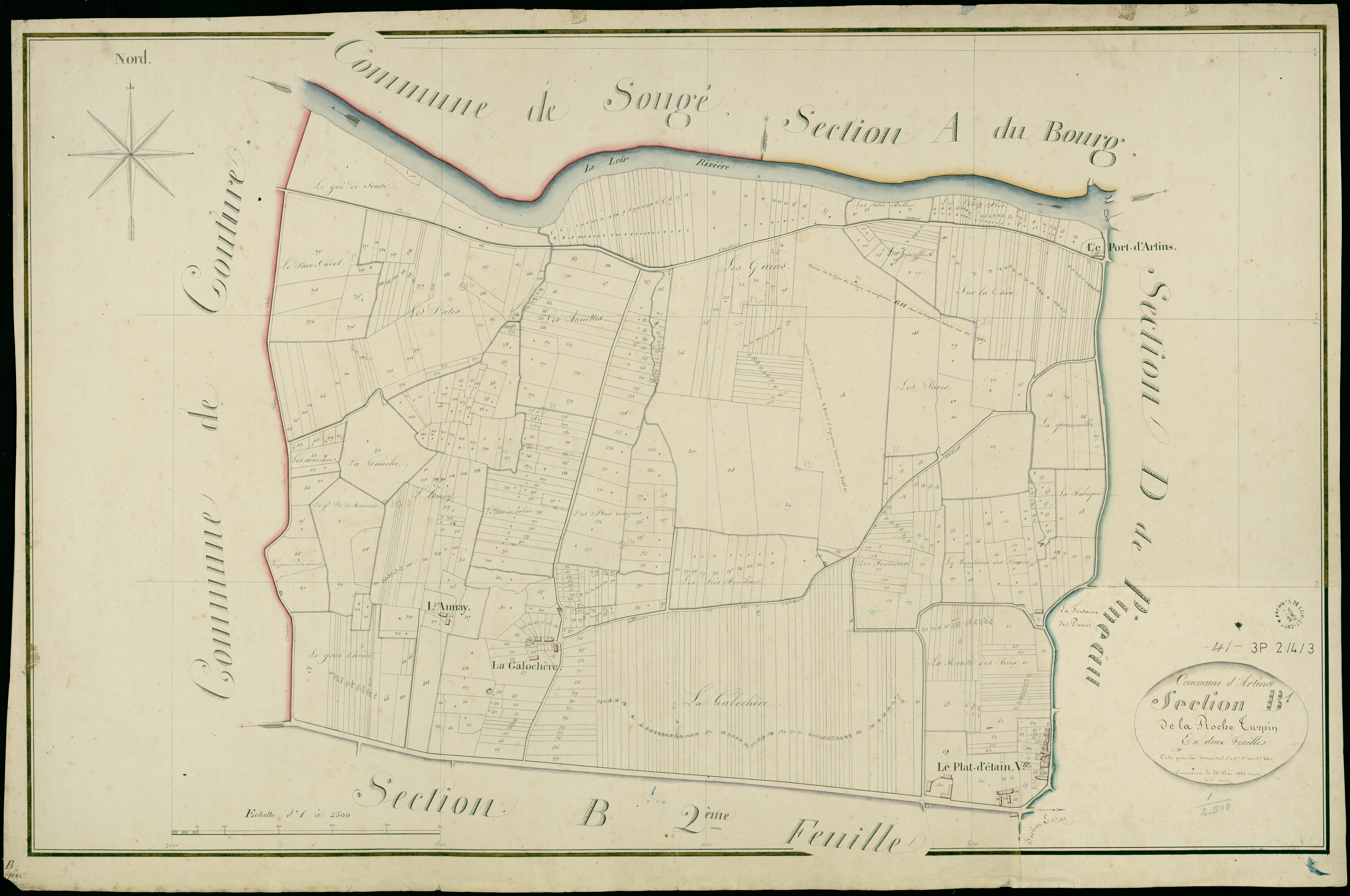 Artins - 3 P 2/4/3 - - Artins : plans du cadastre napoléonien. Section B1 dite de la roche turpin