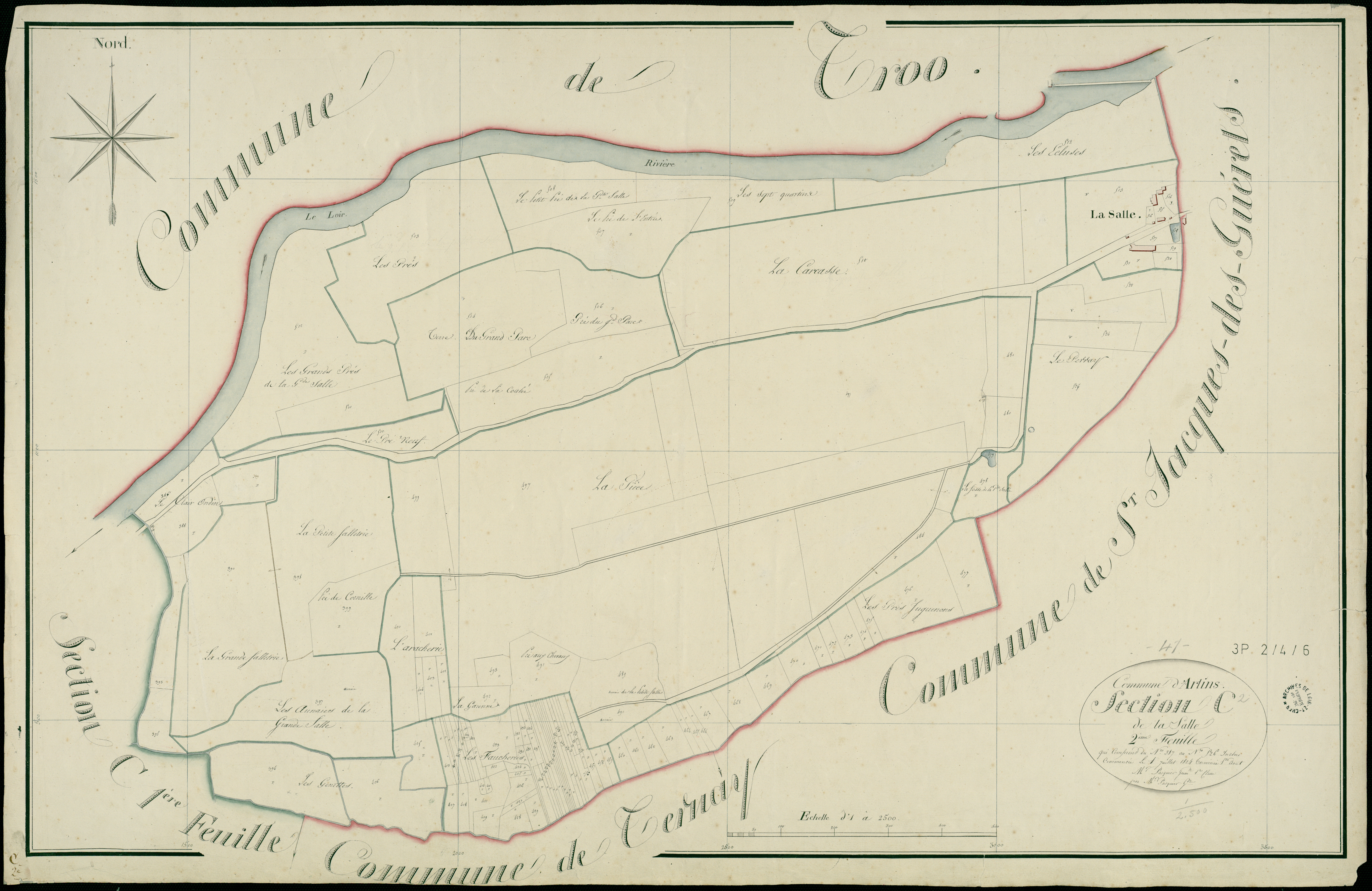Artins - 3 P 2/4/6 - - Artins : plans du cadastre napoléonien. Section C2 dite de la salle