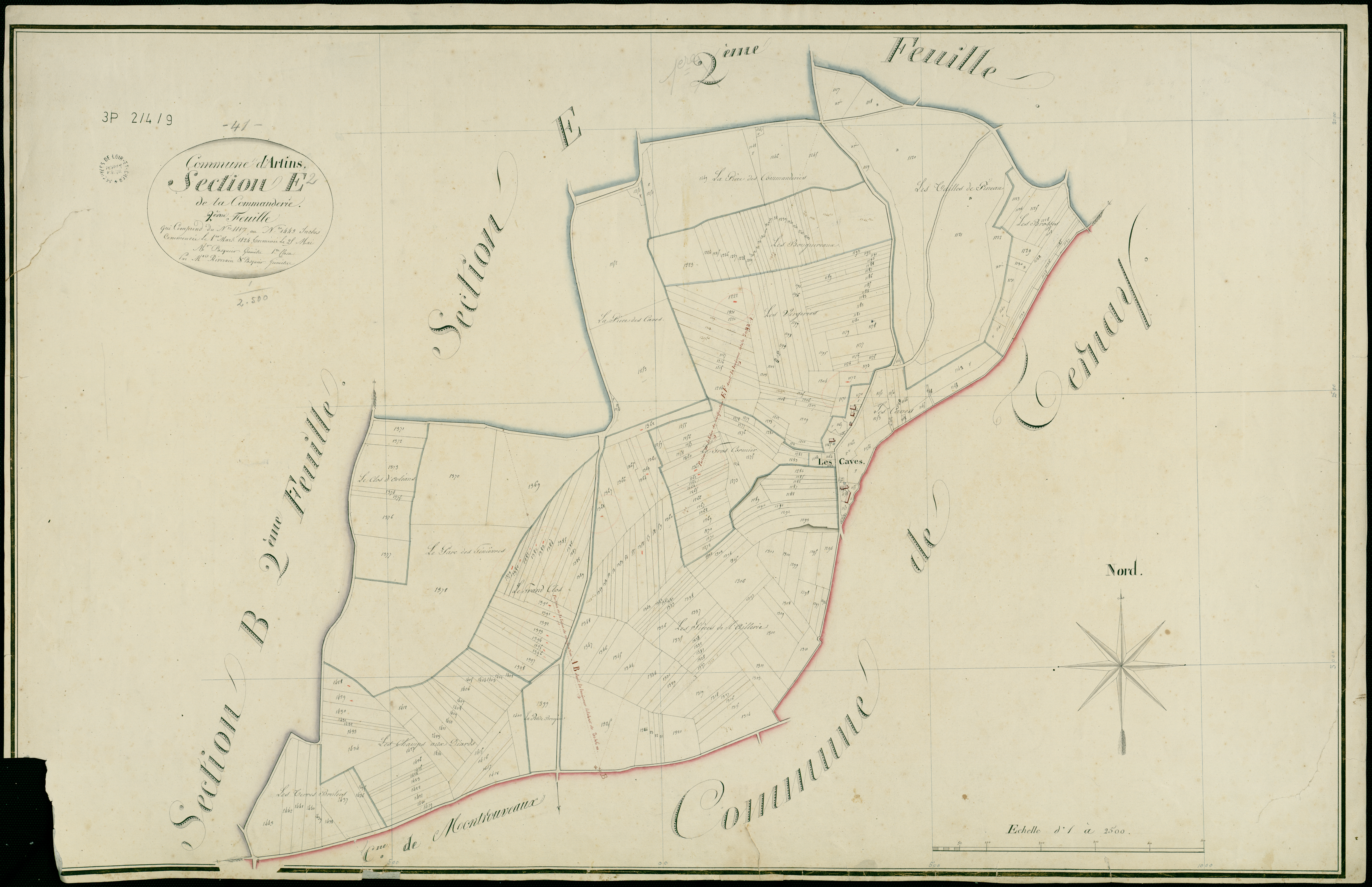 Artins - 3 P 2/4/9 - - Artins : plans du cadastre napoléonien. Section E2 dite de la commanderie