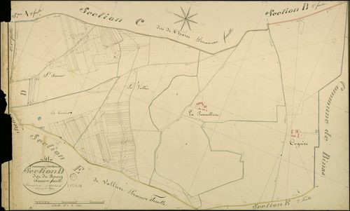 Autainville - 3 P 2/6/8 - - Autainville : plans du cadastre napoléonien. Section D1 dite du bourg