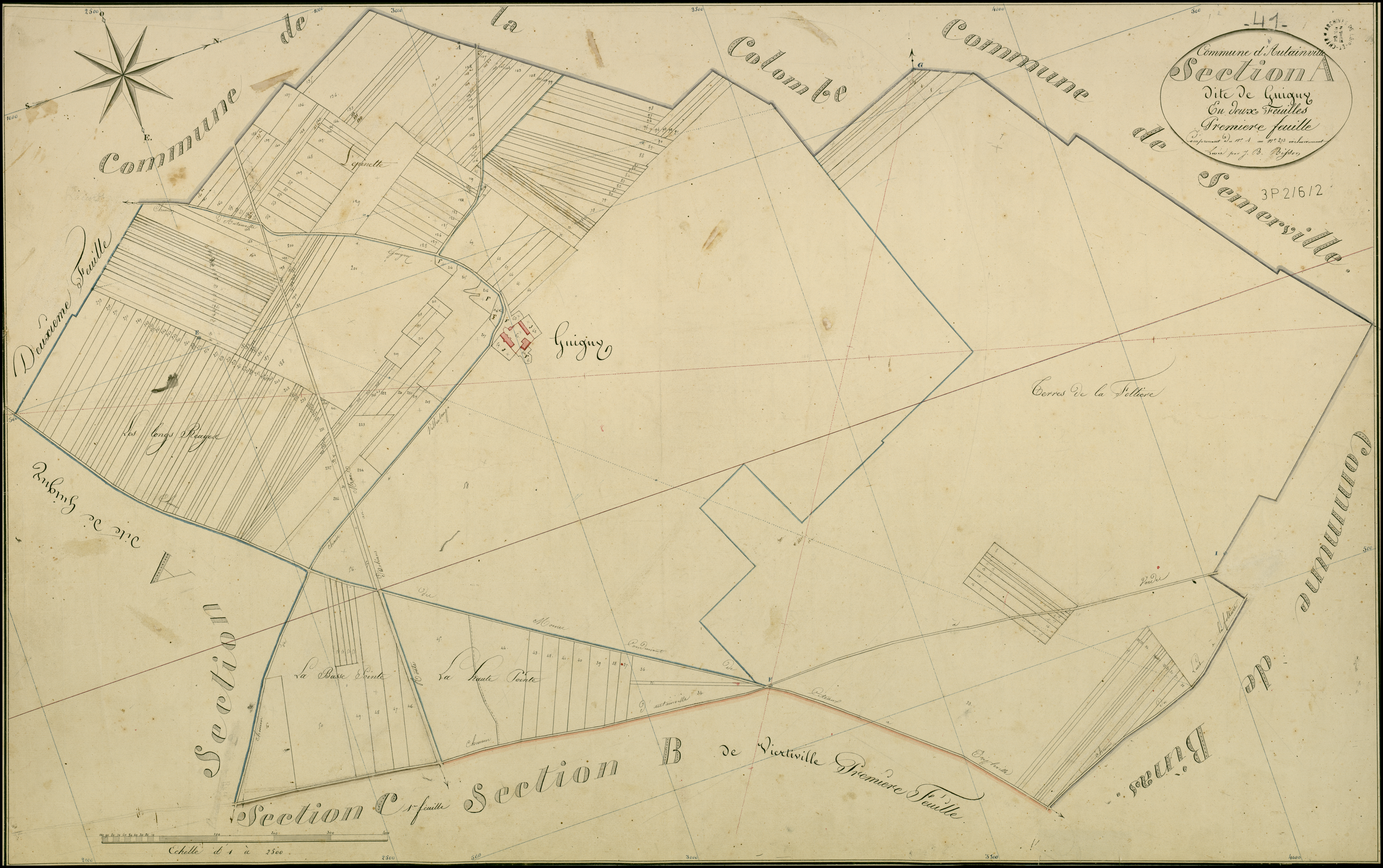 Autainville - 3 P 2/6/2 - - Autainville : plans du cadastre napoléonien. Section A1 dite de guigny