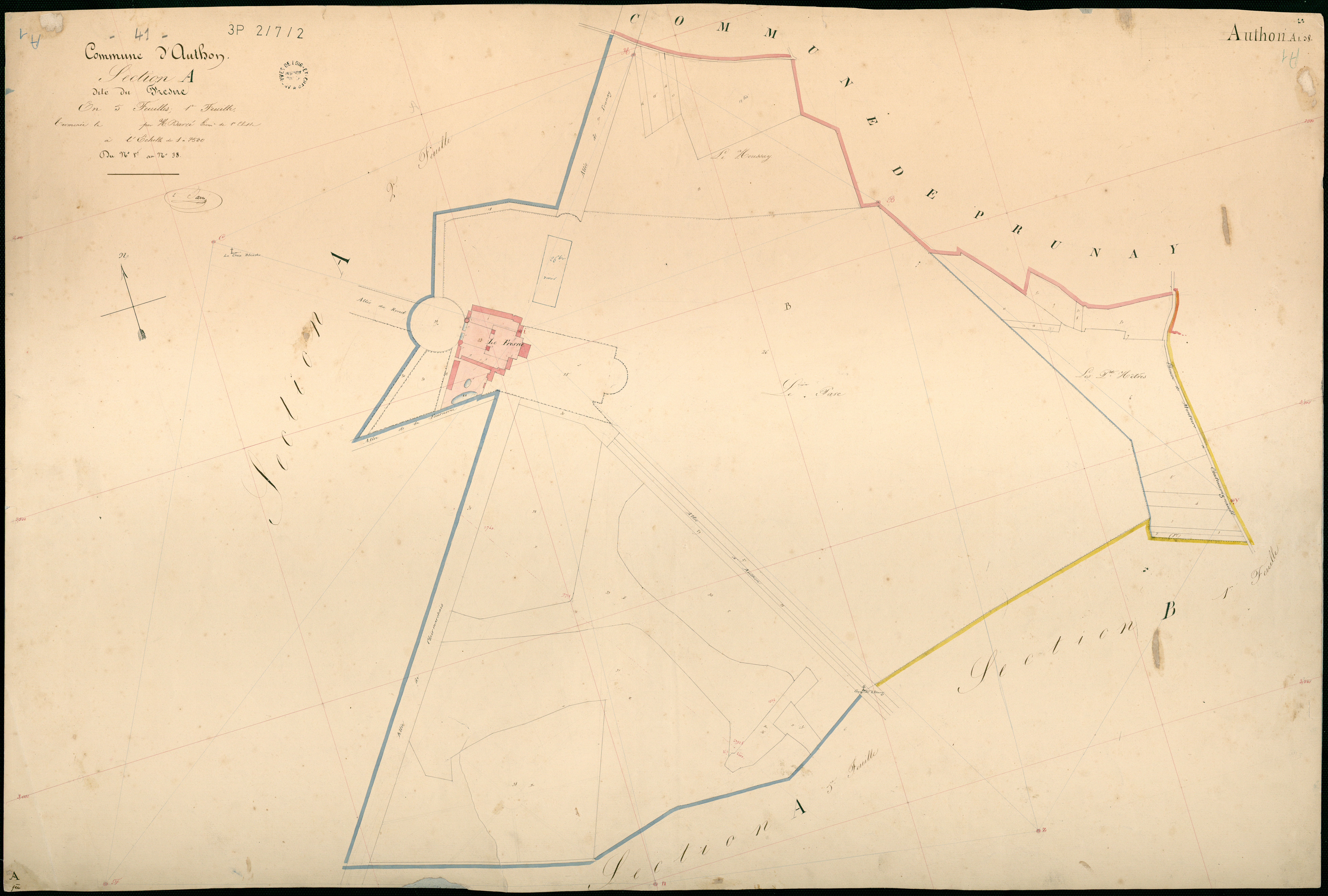Authon - 3 P 2/7/2 - - Authon : plans du cadastre napoléonien. Section A1 dite du fresne