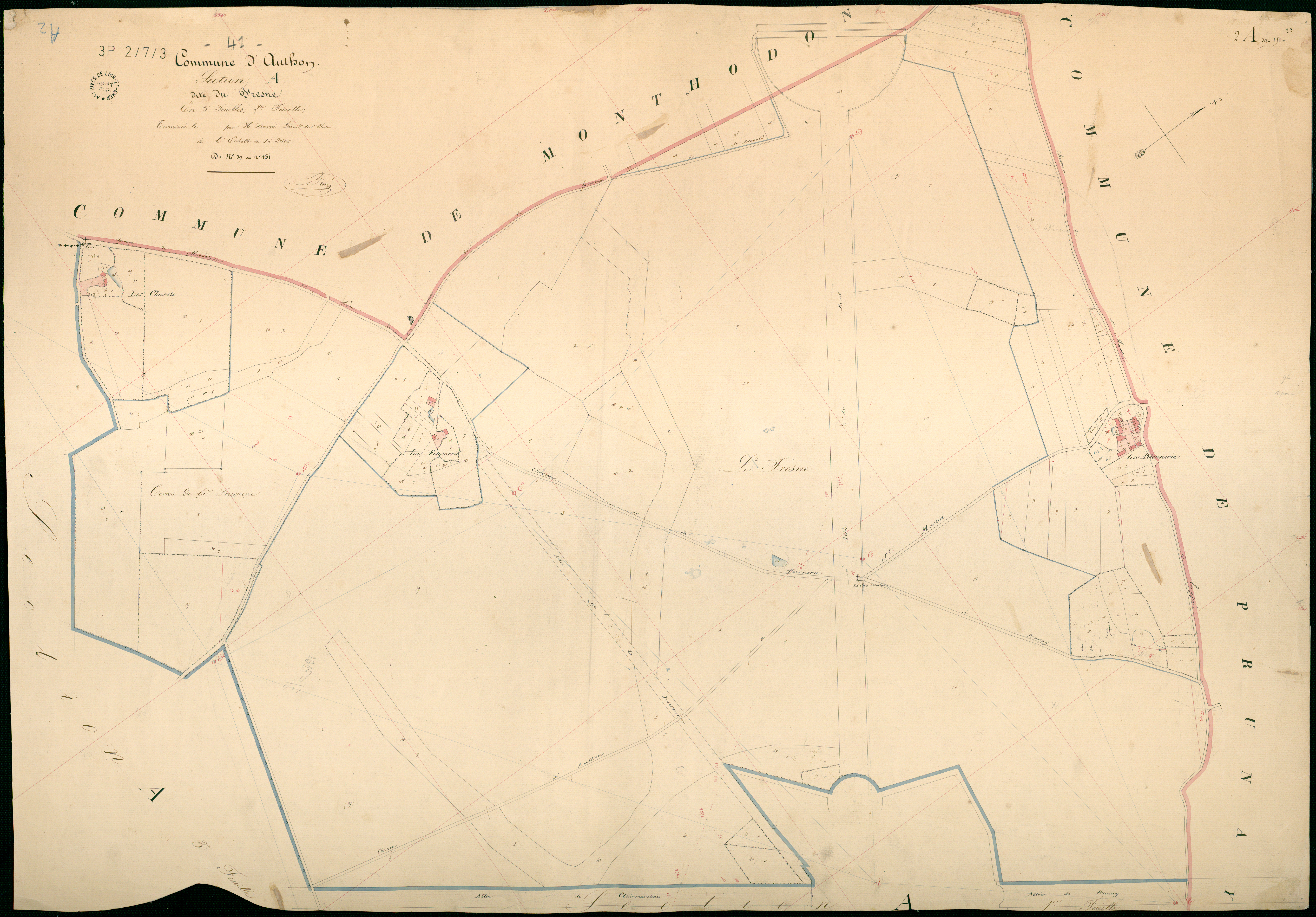 Authon - 3 P 2/7/3 - - Authon : plans du cadastre napoléonien. Section A2 dite du fresne