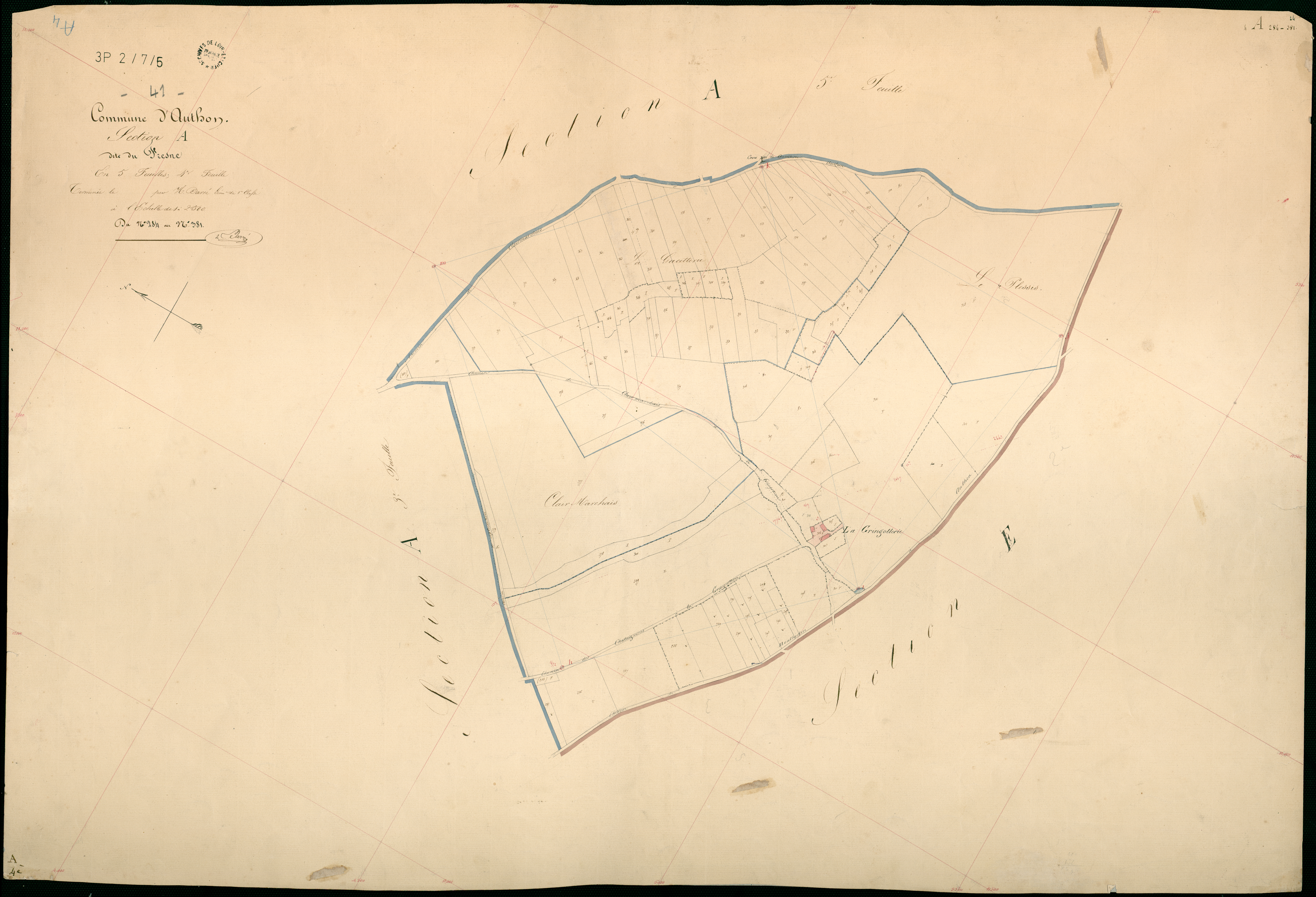 Authon - 3 P 2/7/5 - - Authon : plans du cadastre napoléonien. Section A4 dite du fresne