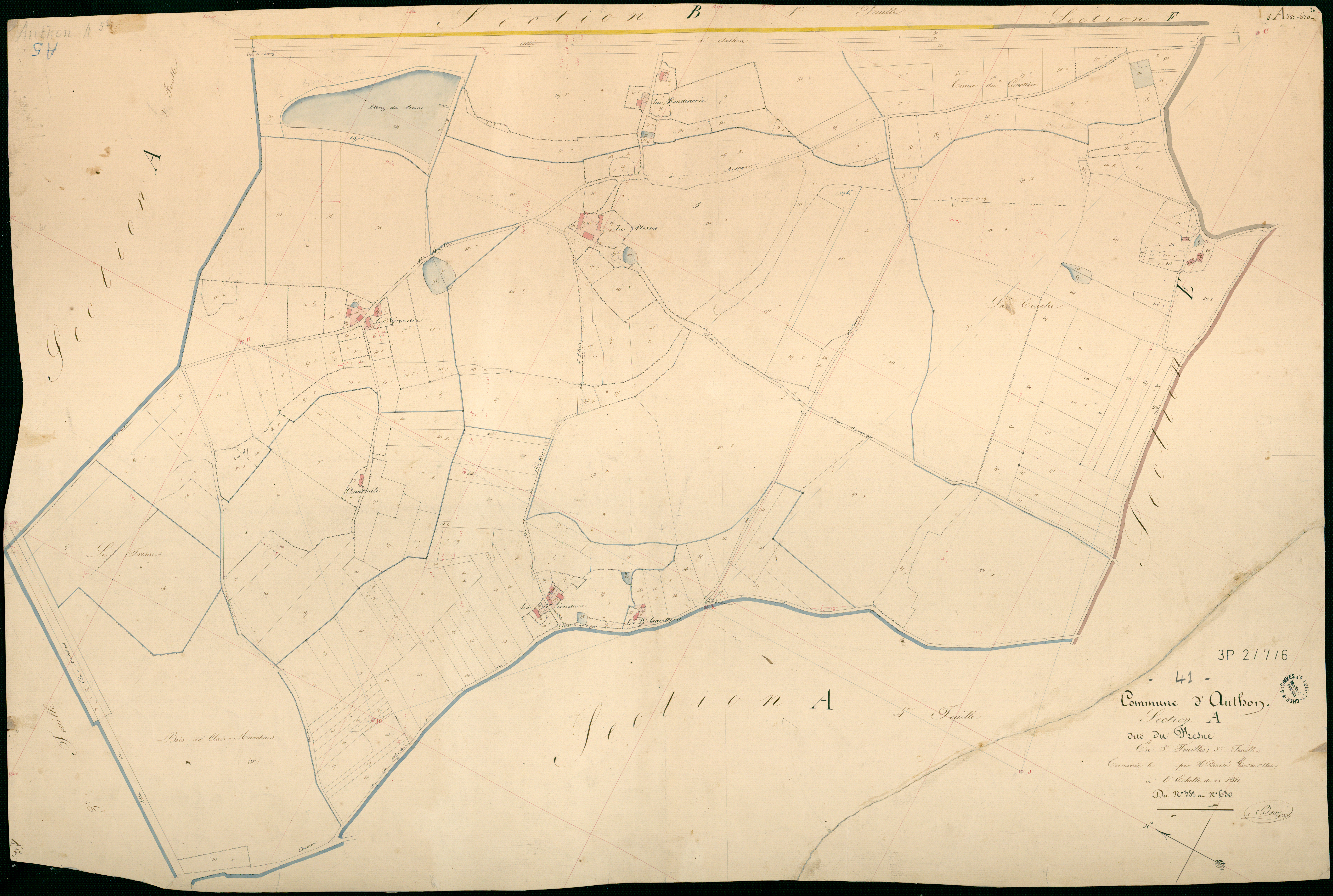 Authon - 3 P 2/7/6 - - Authon : plans du cadastre napoléonien. Section A5 dite du fresne