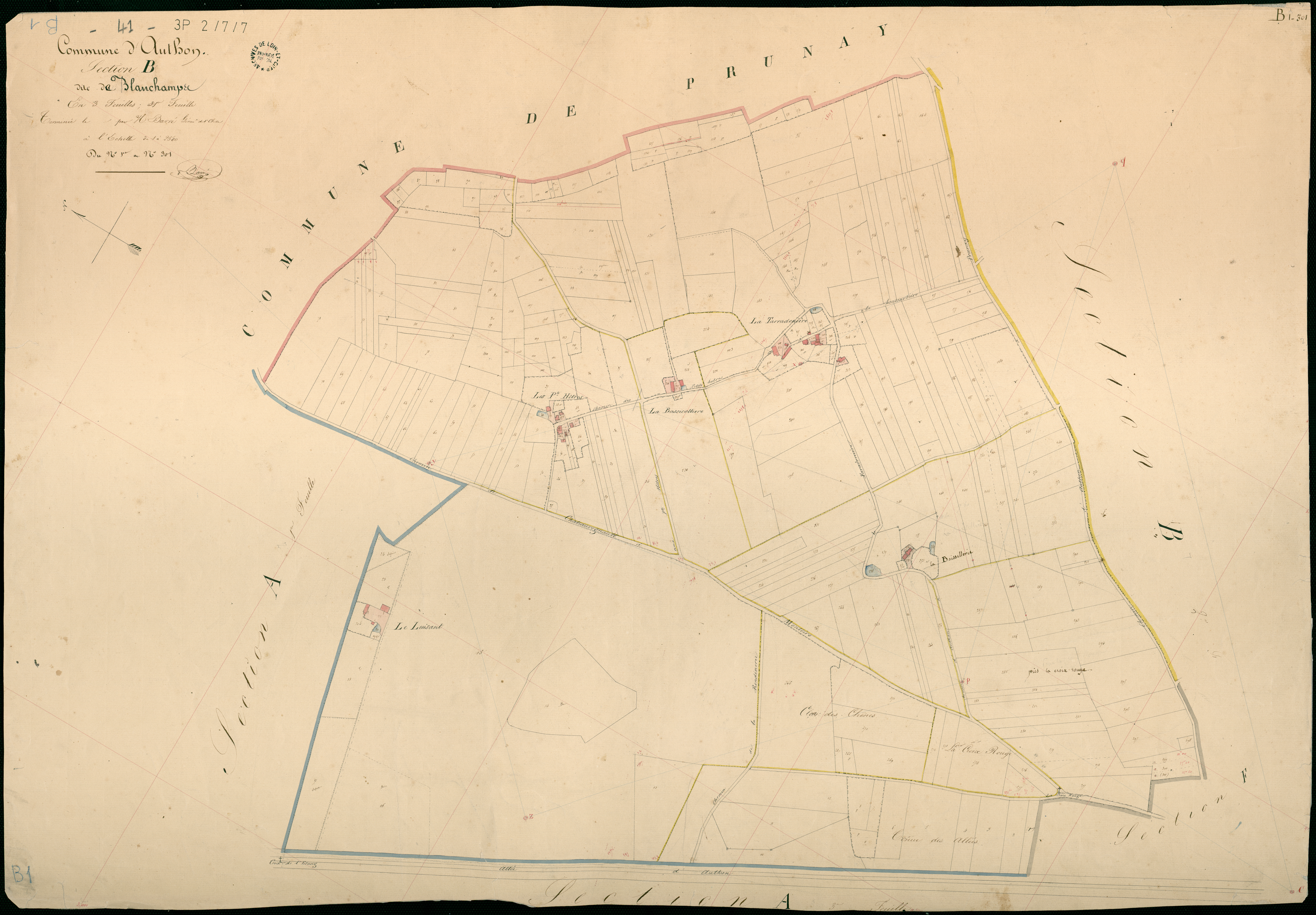 Authon - 3 P 2/7/7 - - Authon : plans du cadastre napoléonien. Section B1 dite de blanchamps