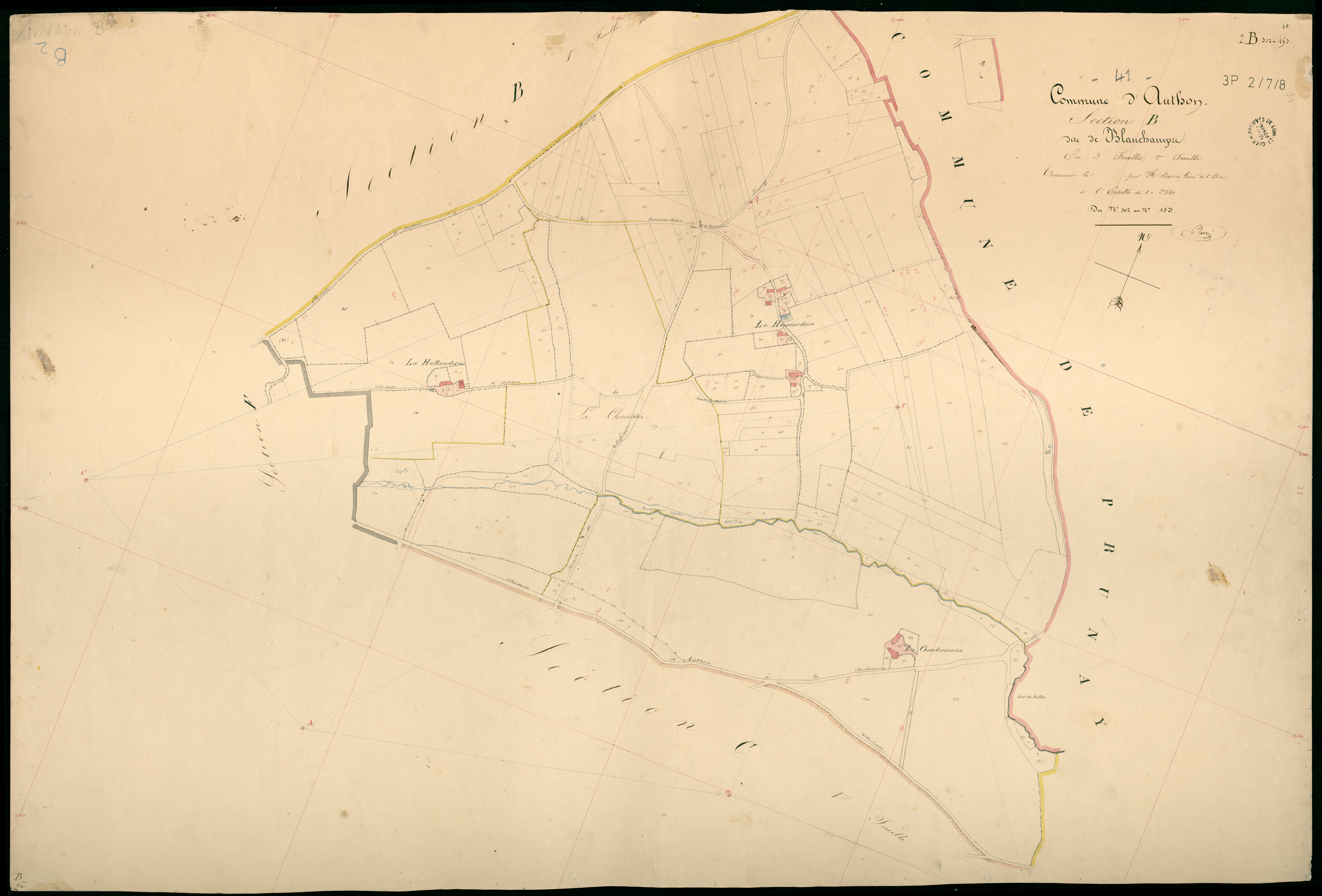 Authon - 3 P 2/7/8 - - Authon : plans du cadastre napoléonien. Section B2 dite de blanchamps
