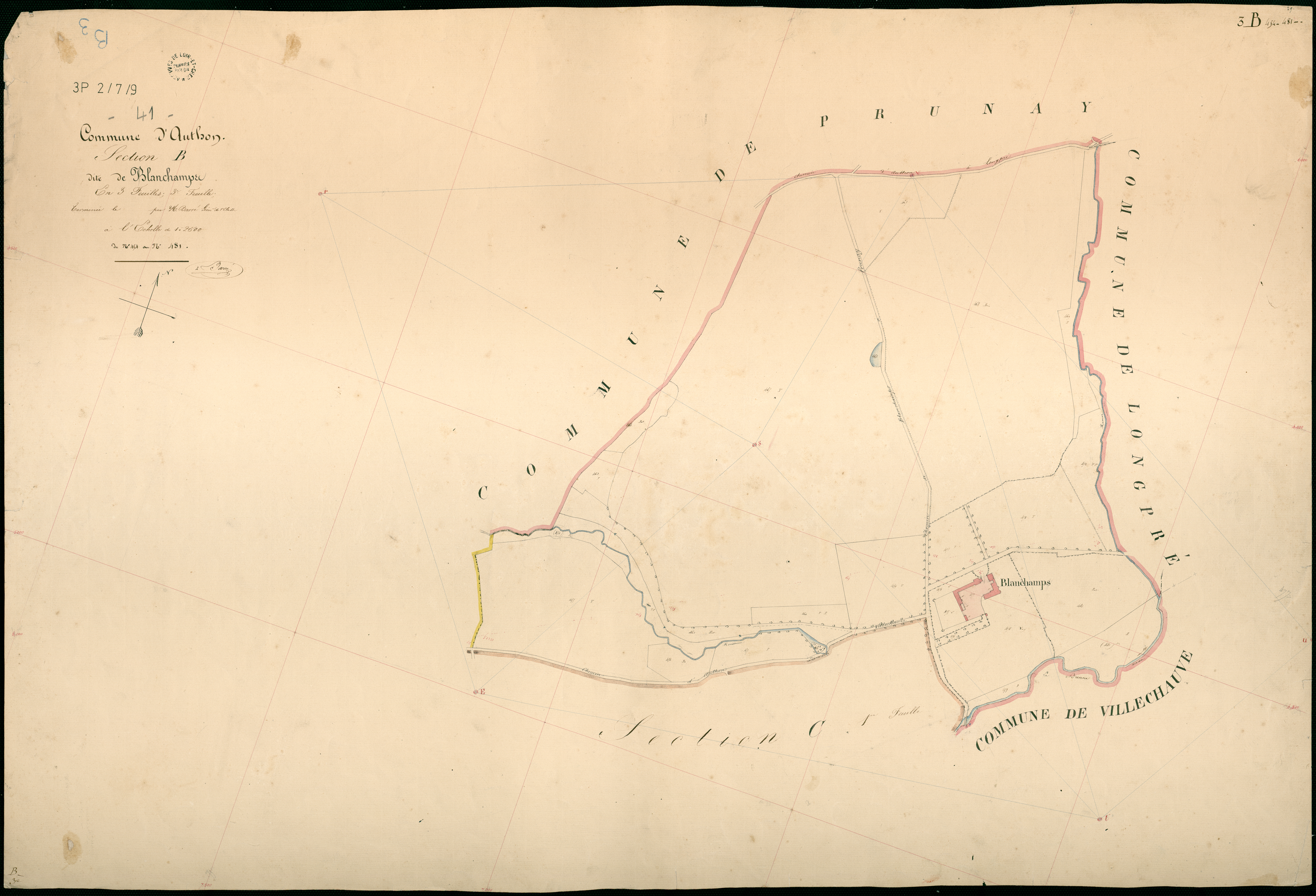 Authon - 3 P 2/7/9 - - Authon : plans du cadastre napoléonien. Section B3 dite de blanchamps