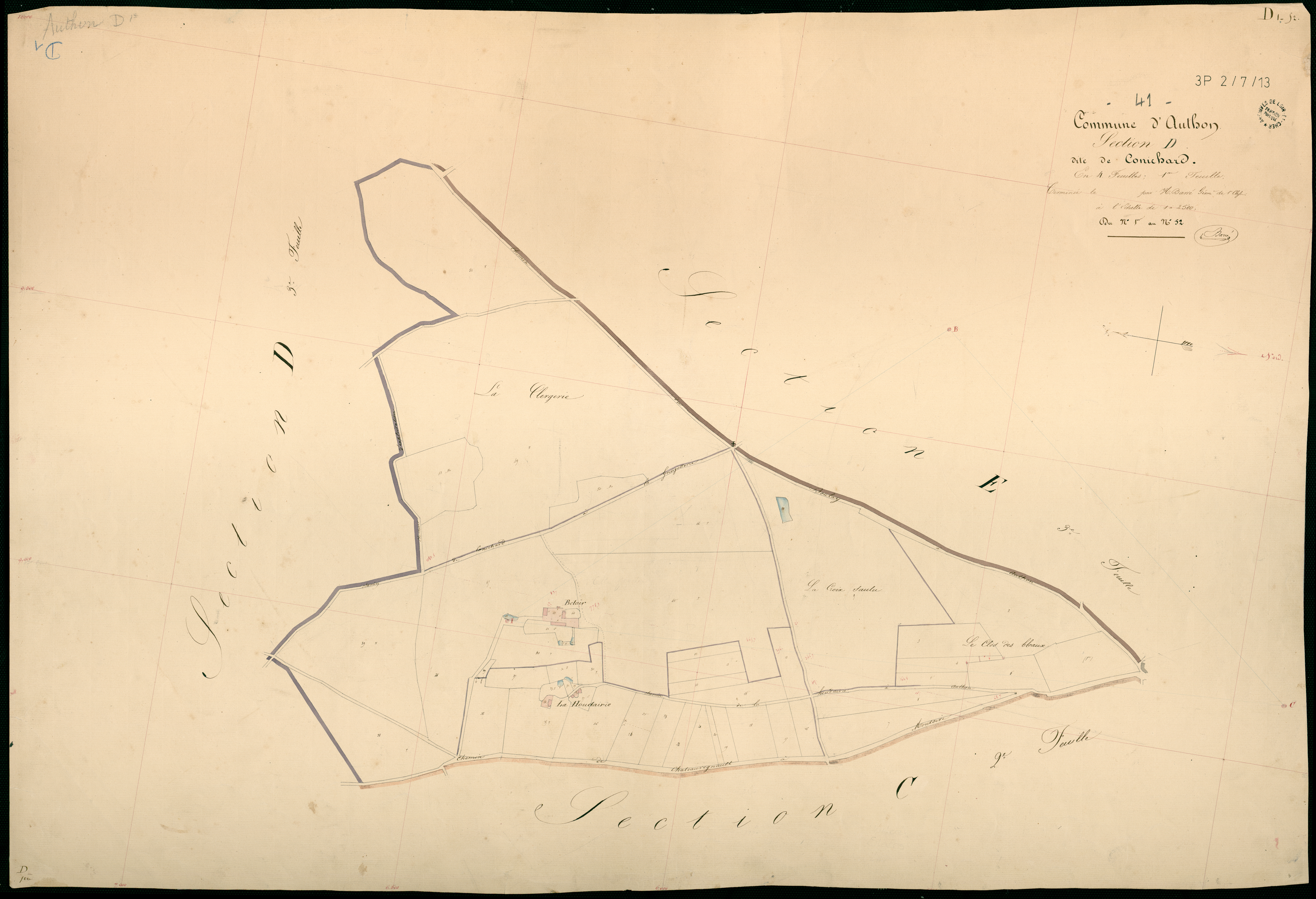 Authon - 3 P 2/7/13 - - Authon : plans du cadastre napoléonien. Section D1 dite de conichard