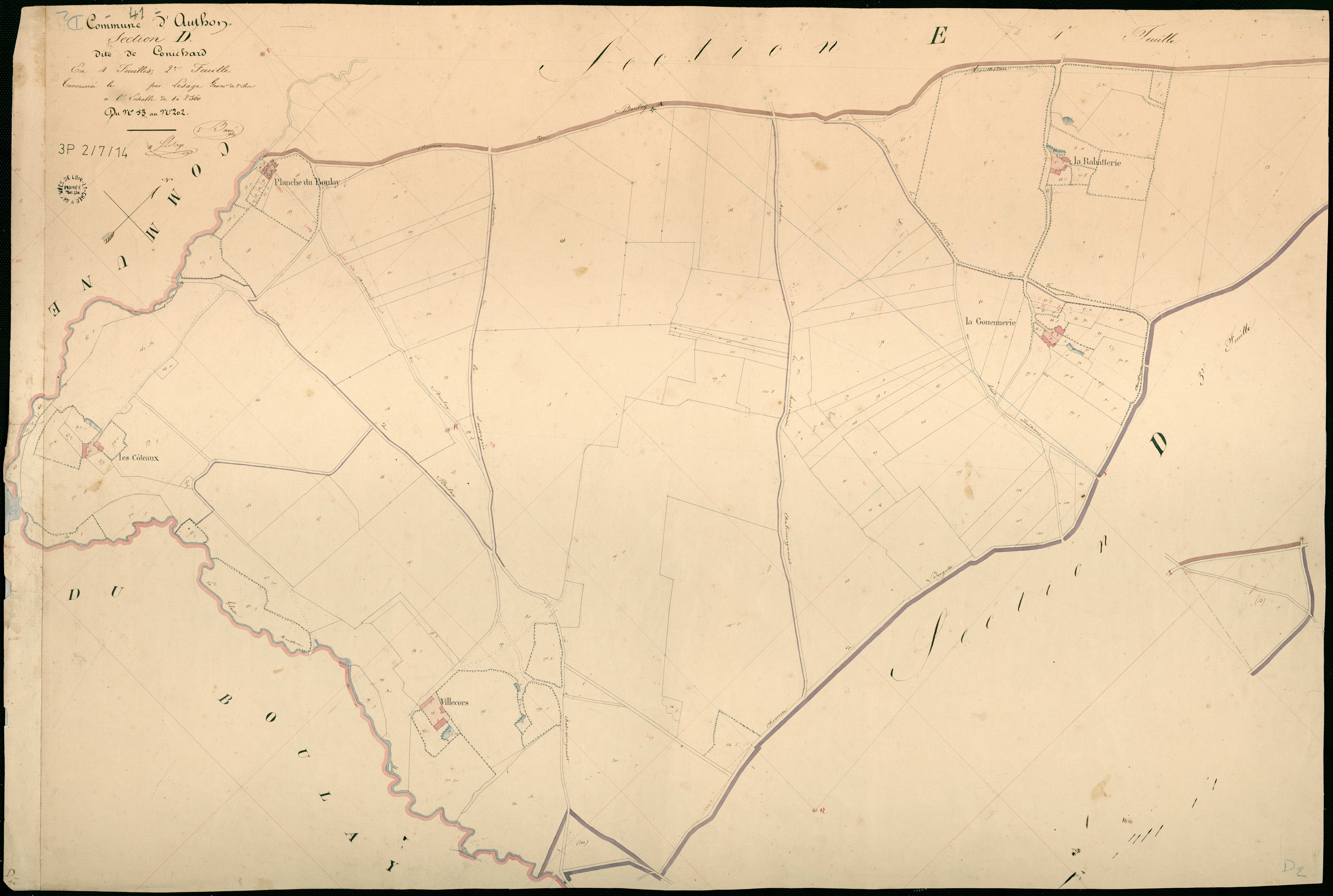 Authon - 3 P 2/7/14 - - Authon : plans du cadastre napoléonien. Section D2 dite de conichard