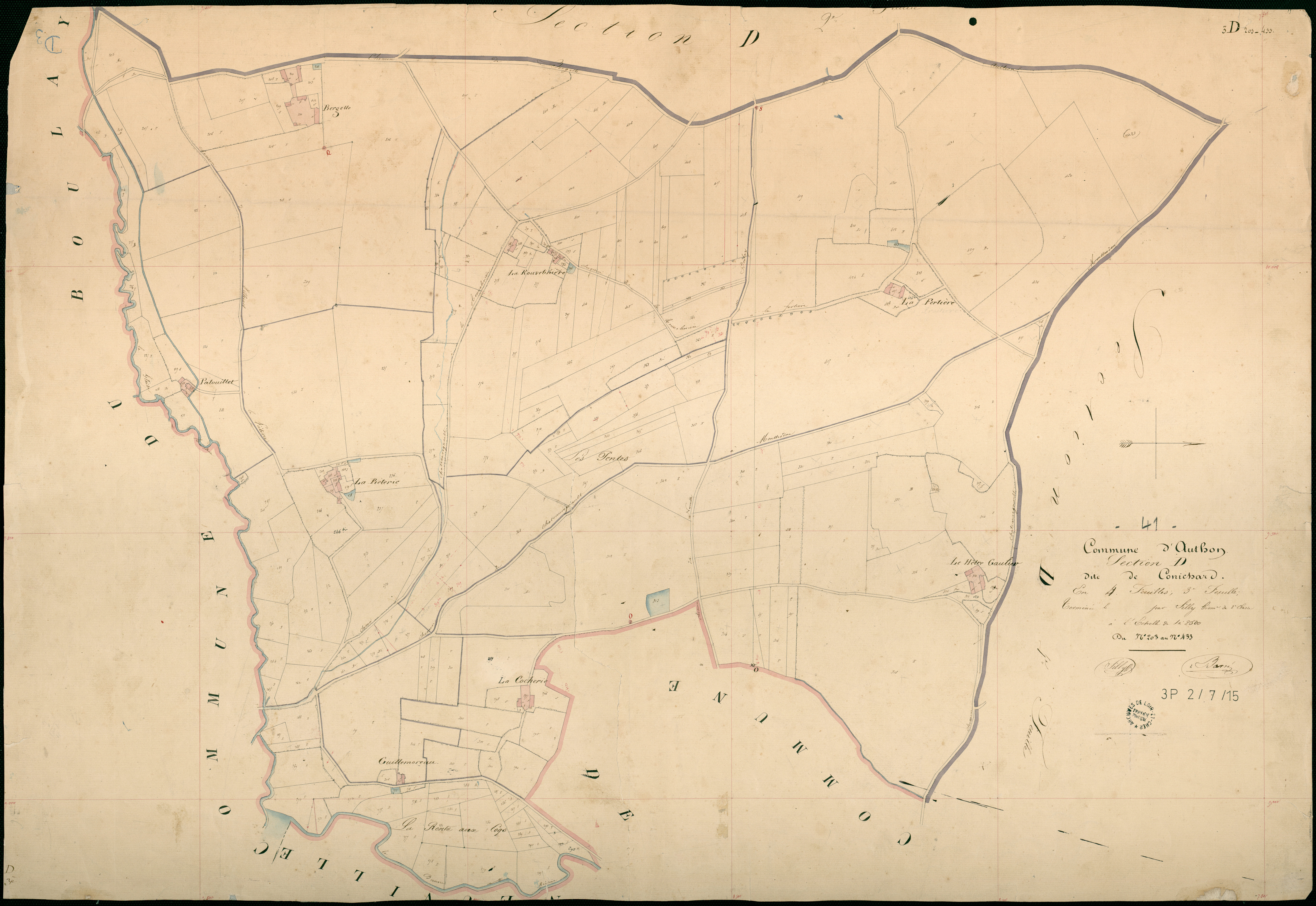 Authon - 3 P 2/7/15 - - Authon : plans du cadastre napoléonien. Section D3 dite de conichard
