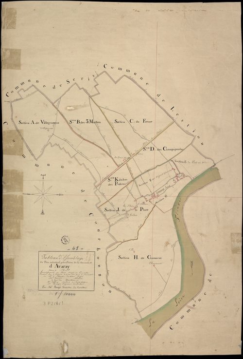 Avaray - 3 P 2/8/1 - - Avaray : plans du cadastre napoléonien. Tableau d'assemblage
