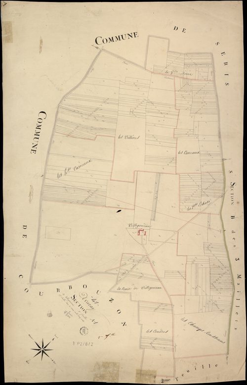Avaray - 3 P 2/8/2 - - Avaray : plans du cadastre napoléonien. Section A1 dite de villegonceau