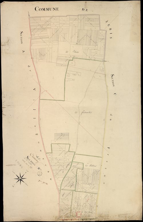 Avaray - 3 P 2/8/4 - - Avaray : plans du cadastre napoléonien. Section B dite les trois maillets