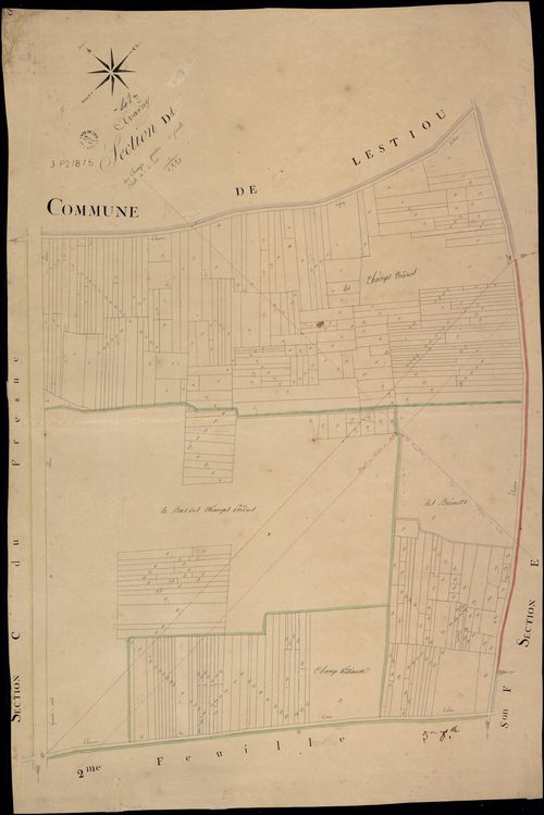 Avaray - 3 P 2/8/6 - - Avaray : plans du cadastre napoléonien. Section D1 dite des champs perdus