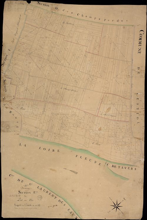 Avaray - 3 P 2/8/8 - - Avaray : plans du cadastre napoléonien. Section E dite du port au vin