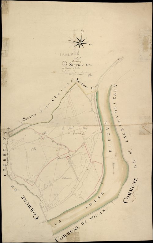 Avaray - 3 P 2/8/11 - - Avaray : plans du cadastre napoléonien. Section H dite de chaumont et de l'ille