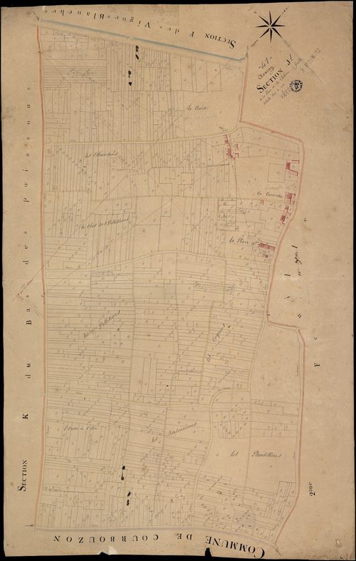 Avaray - 3 P 2/8/12 - - Avaray : plans du cadastre napoléonien. Section J1 dite de la place et du château