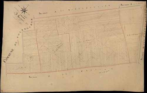 Avaray - 3 P 2/8/14 - - Avaray : plans du cadastre napoléonien. Section K dite du bas des poissons