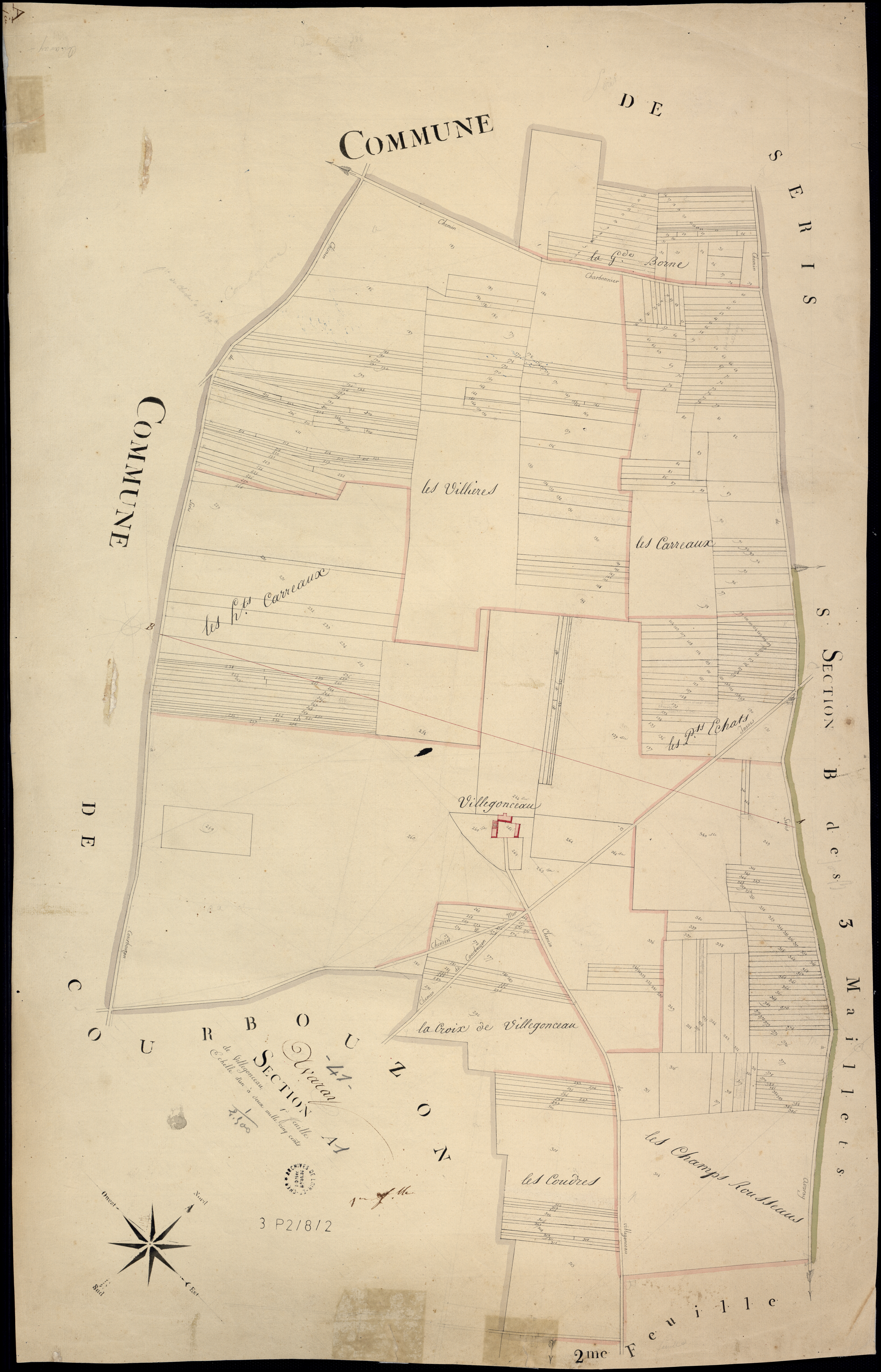 Avaray - 3 P 2/8/2 - - Avaray : plans du cadastre napoléonien. Section A1 dite de villegonceau