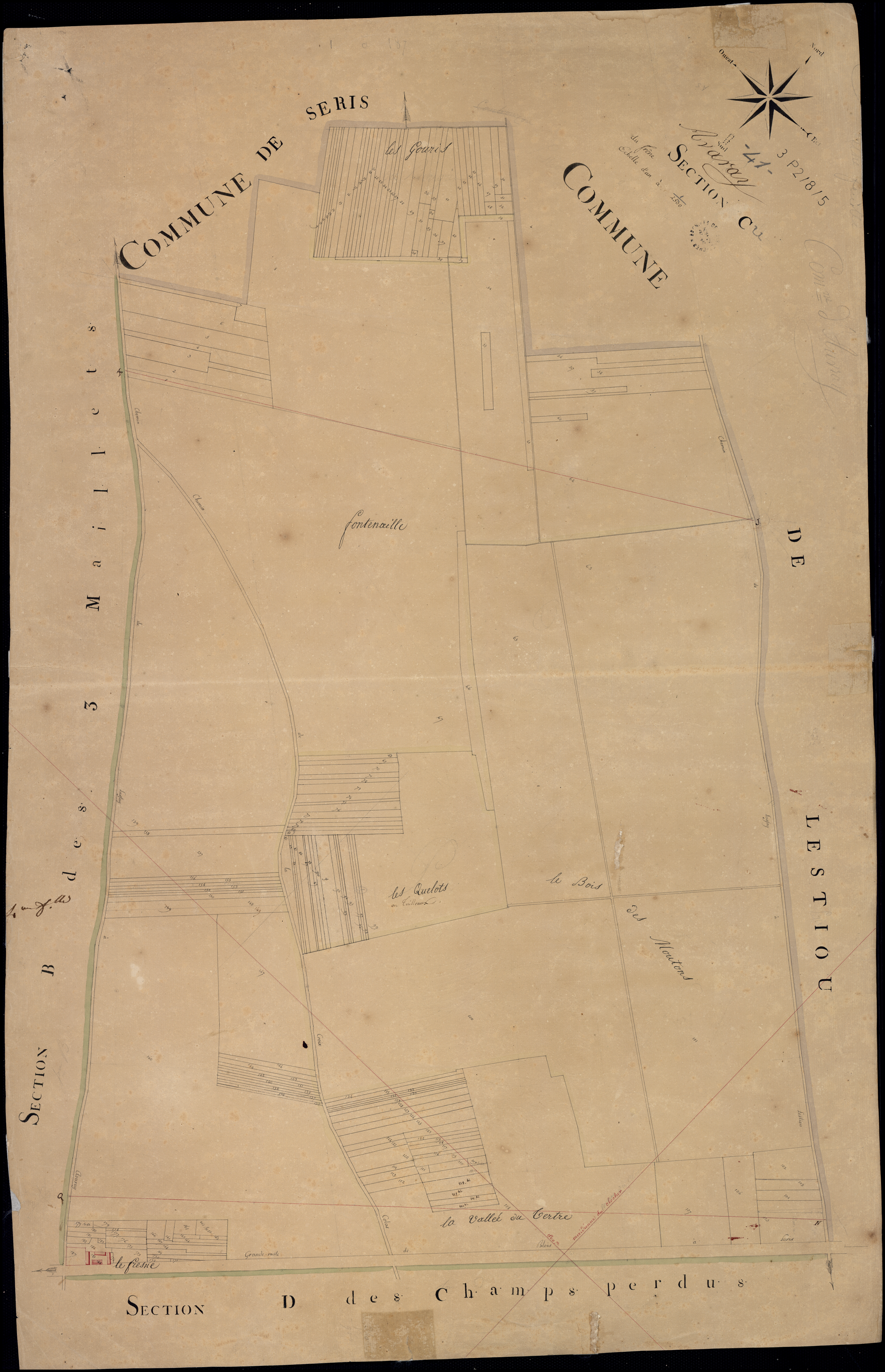Avaray - 3 P 2/8/5 - - Avaray : plans du cadastre napoléonien. Section C dite du fresne
