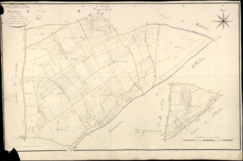 Averdon - 3 P 2/9/5 - - Averdon : plans du cadastre napoléonien. Section B2 dite de mezières